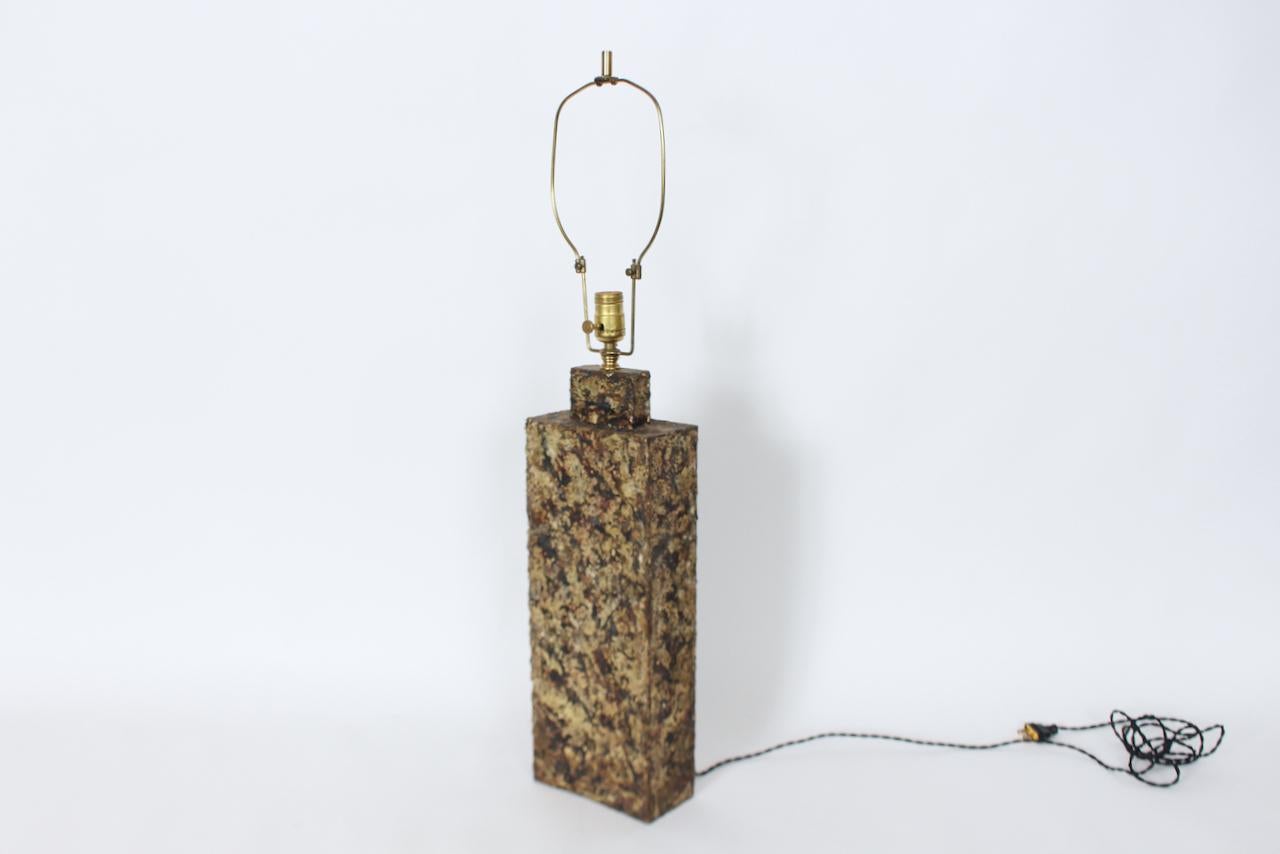 Brutalist Monumental Marcello Fantoni Brass Brazed Mixed Metal Table Lamp, C. 1960 For Sale