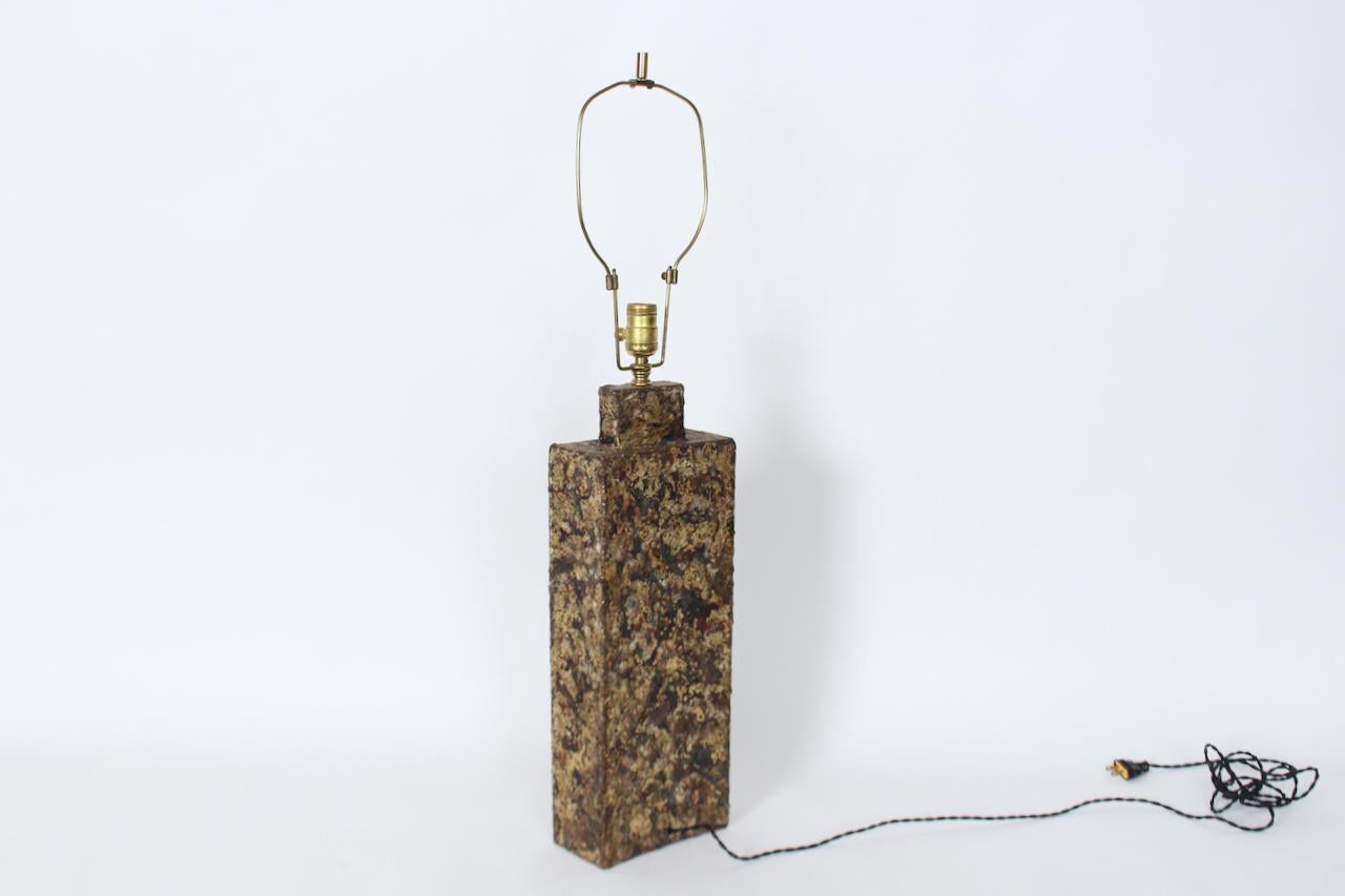 Italian Monumental Marcello Fantoni Brass Brazed Mixed Metal Table Lamp, C. 1960 For Sale