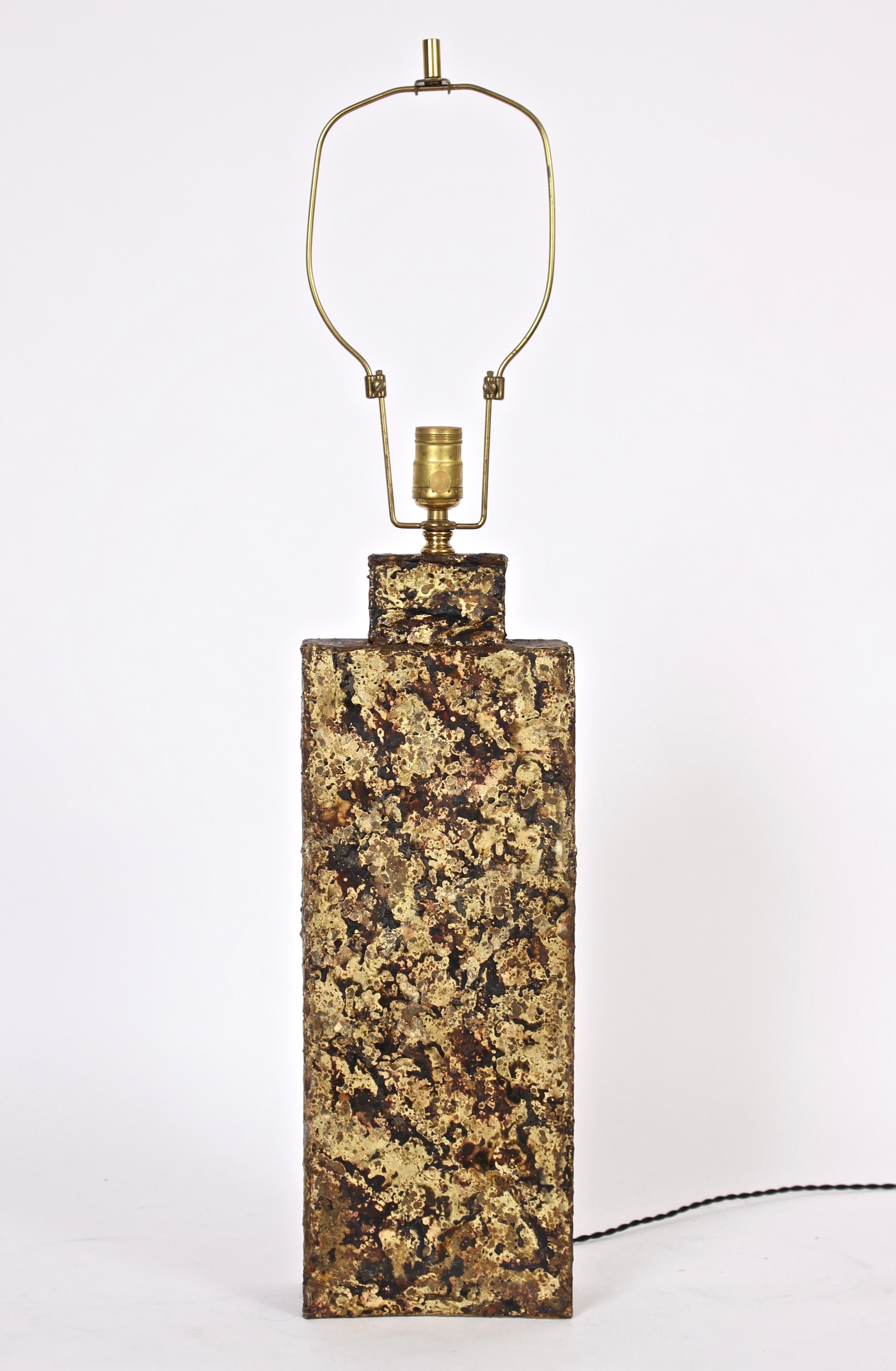 20th Century Monumental Marcello Fantoni Brass Brazed Mixed Metal Table Lamp, C. 1960 For Sale
