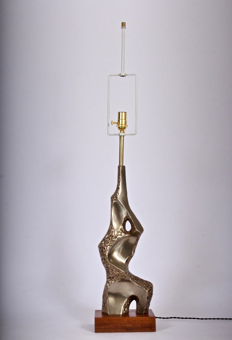 Monumental Richard Barr for Laurel Lamp Co. Brutalist Brass Table Lamp 5