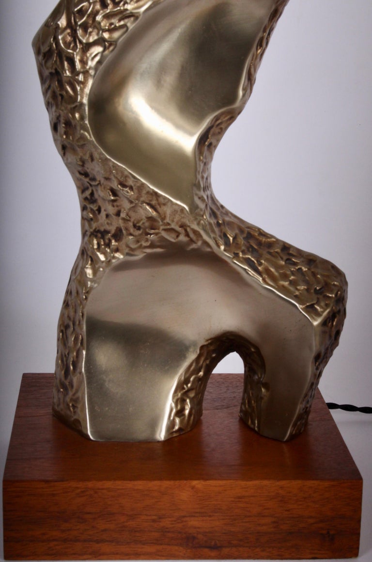 Monumental Richard Barr for Laurel Lamp Co. Brutalist Brass Table Lamp 3