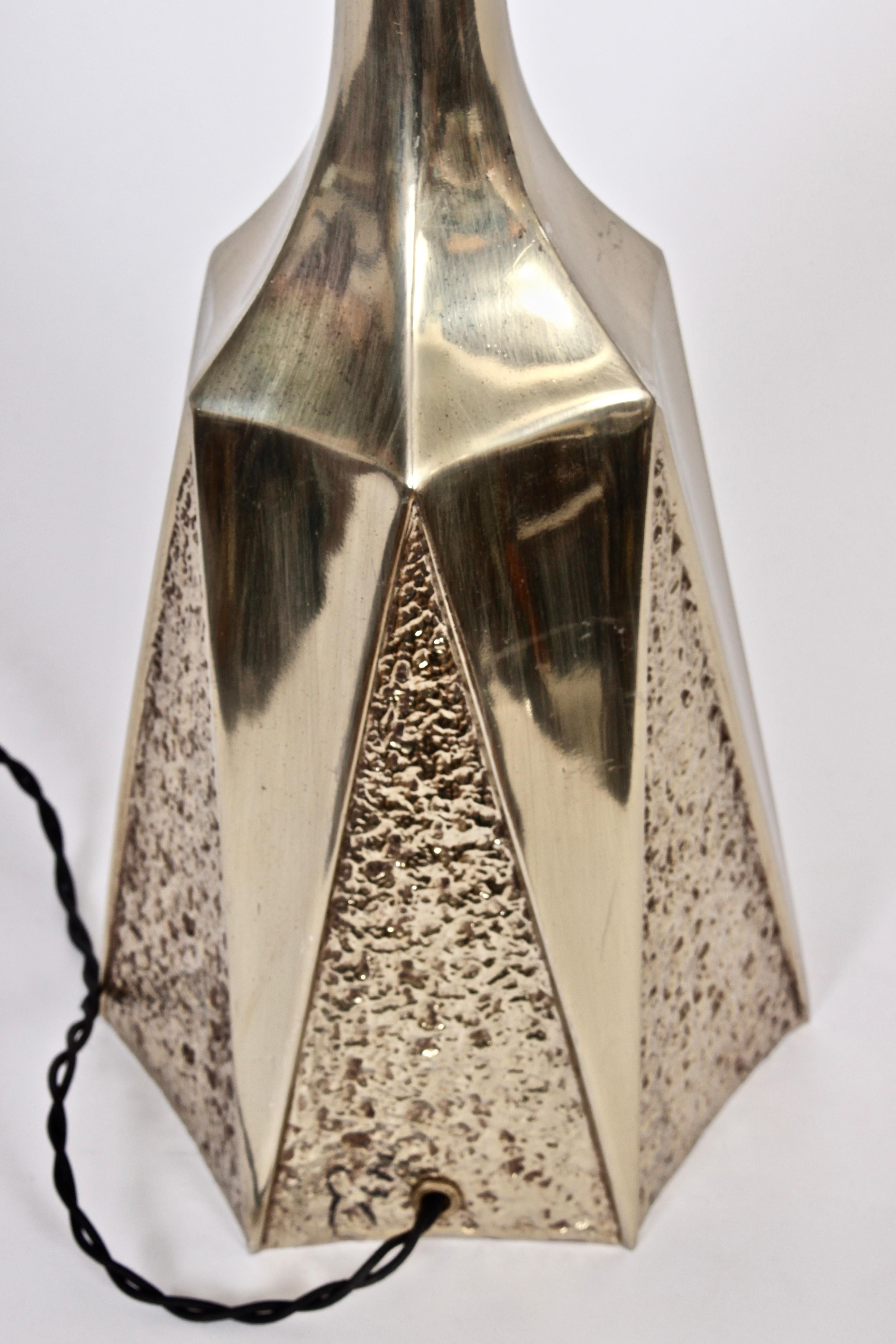 Monumental Barr & Weiss for Laurel Lamp Co. Brutalist Brass Table Lamp 5