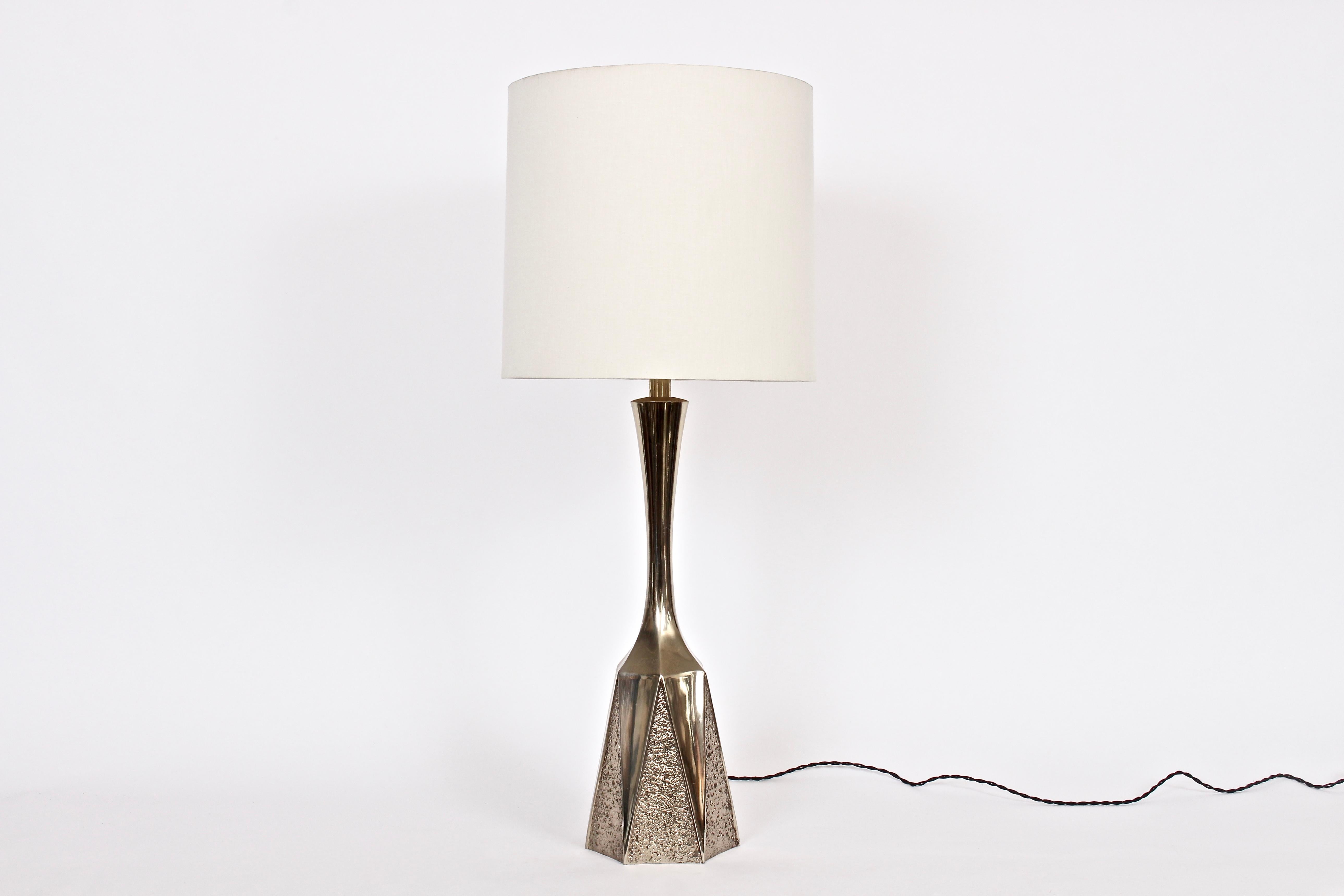 Monumental Barr & Weiss for Laurel Lamp Co. Brutalist Brass Table Lamp 7