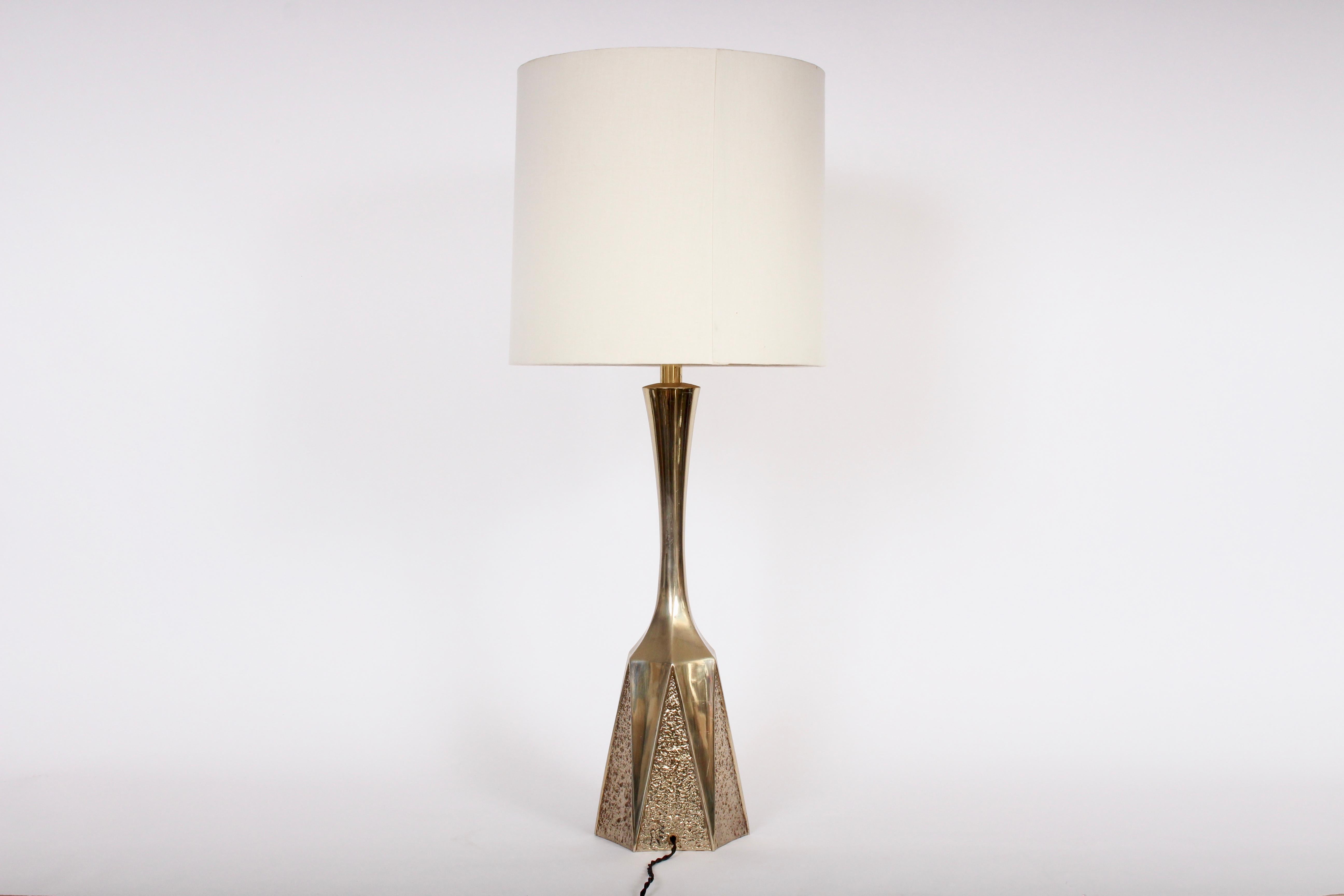 American Monumental Barr & Weiss for Laurel Lamp Co. Brutalist Brass Table Lamp