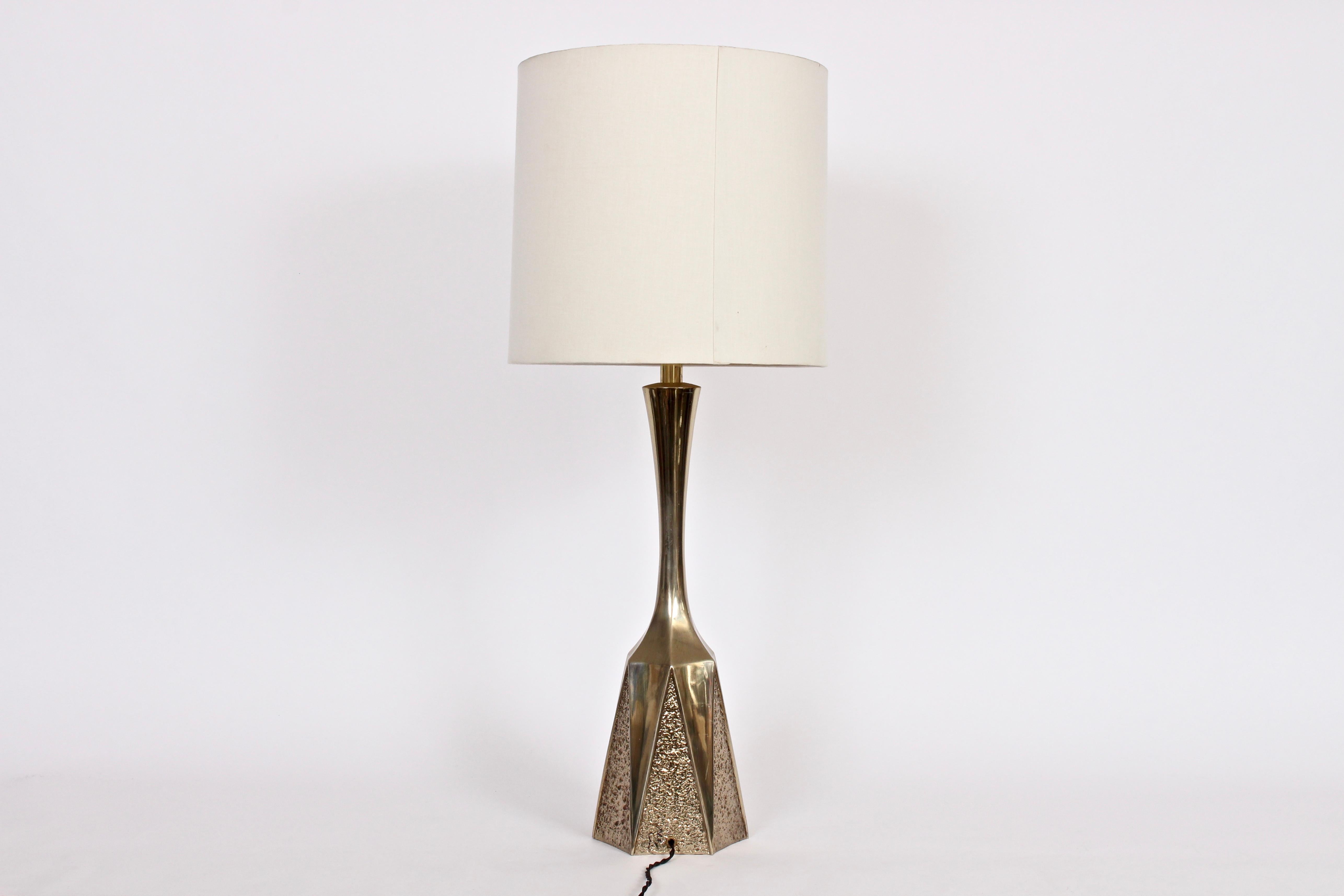 Monumental Barr & Weiss for Laurel Lamp Co. Brutalist Brass Table Lamp 4