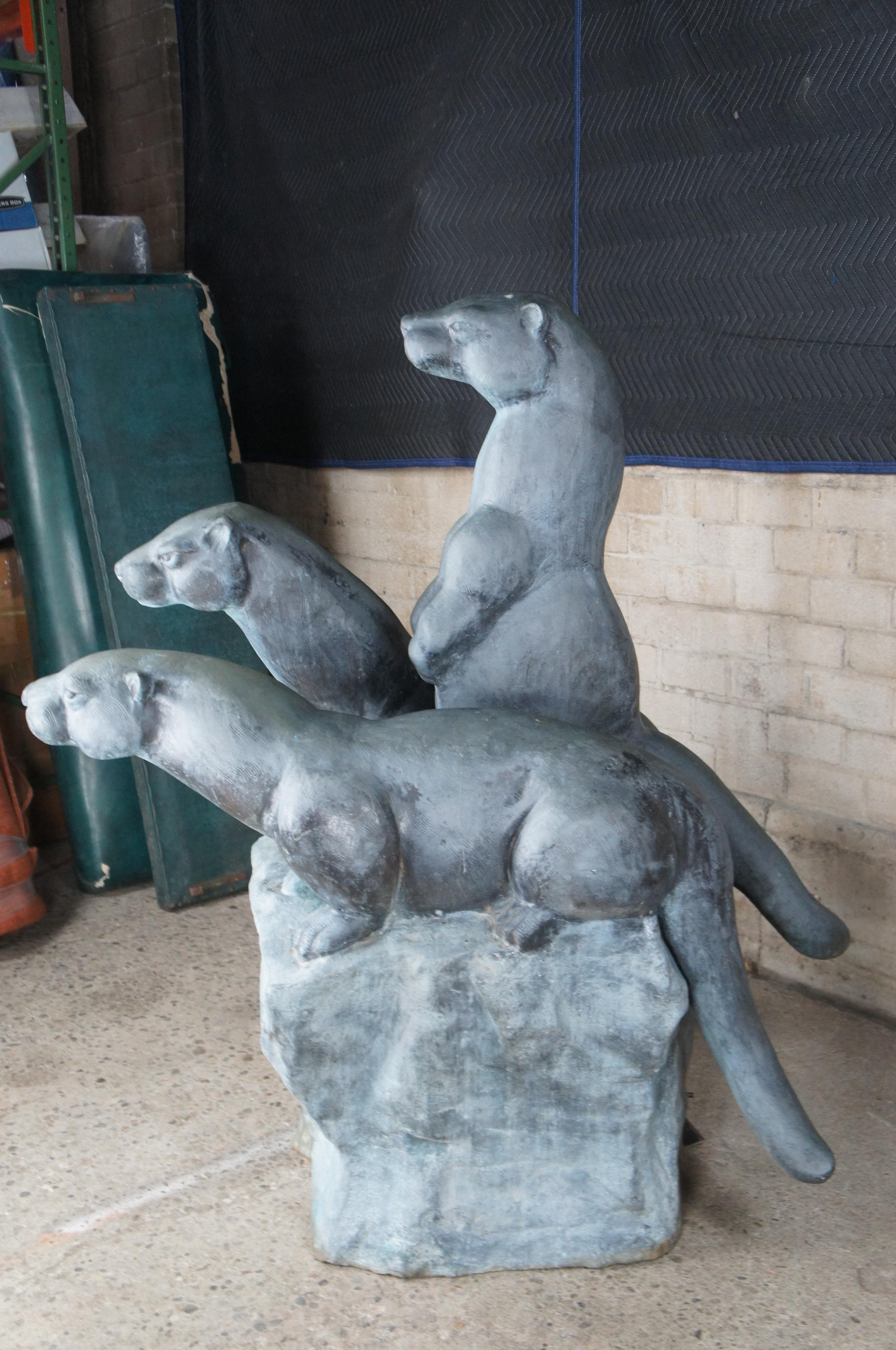 Monumental Max Turner Patinated Bronze Life Size Otter Fountain Statue Sculpture For Sale 6