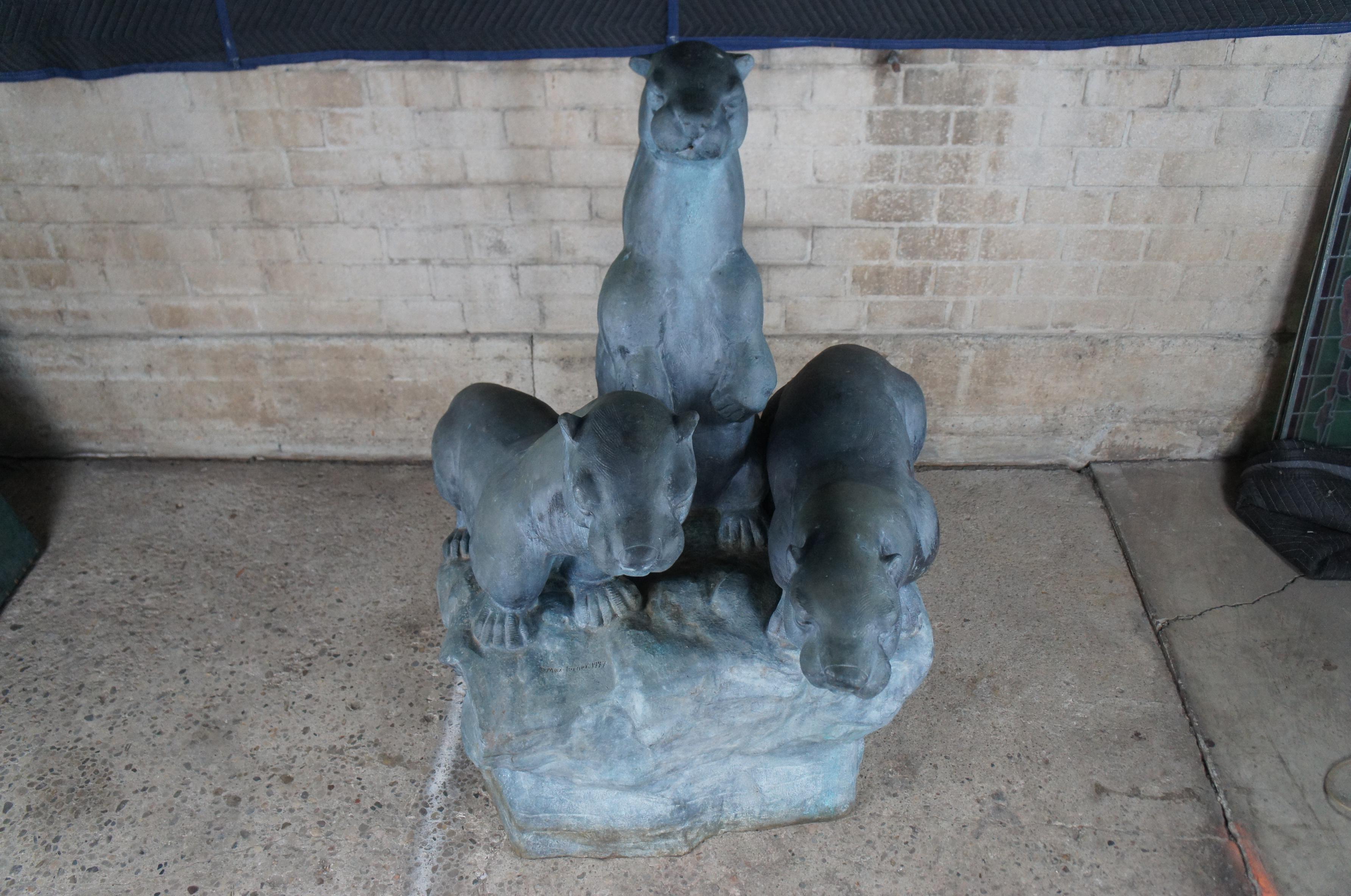 Monumental Max Turner Patinated Bronze Life Size Otter Fountain Statue Sculpture For Sale 3