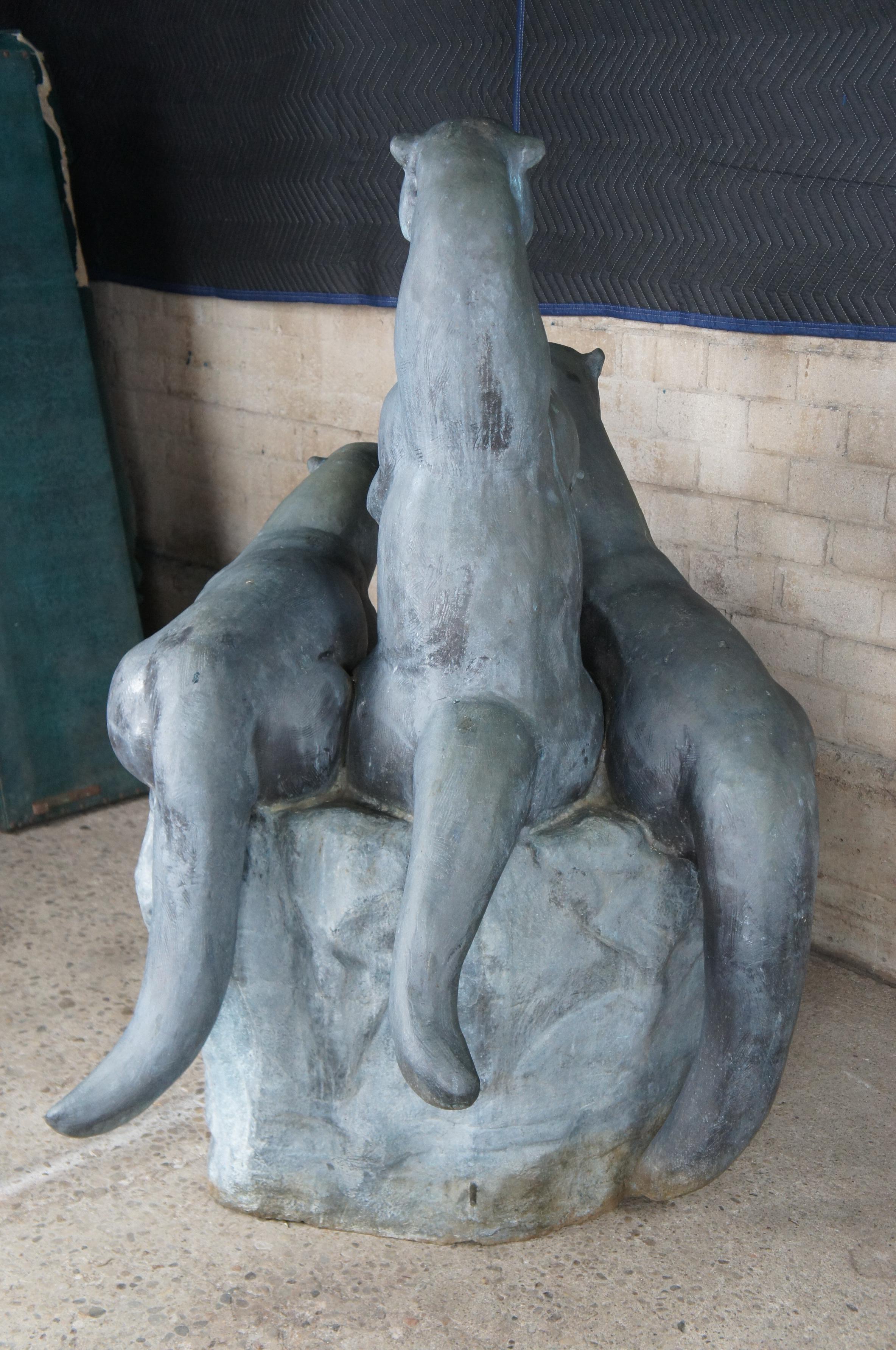 Monumentale Max Turner Otterbrunnenstatue-Skulptur aus patinierter Bronze in Lebensgröße im Angebot 4
