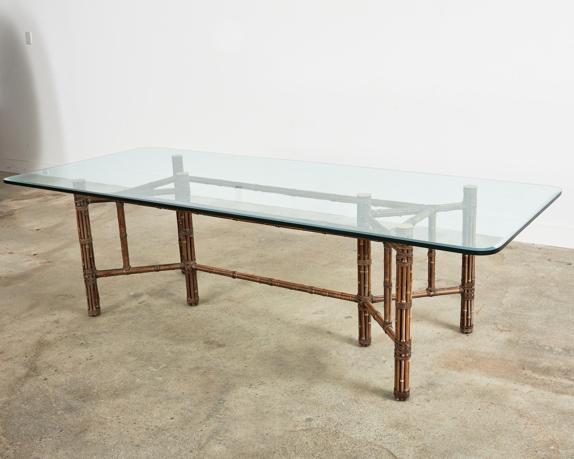 Monumental McGuire Bamboo Glass Rectangular Dining Table 4