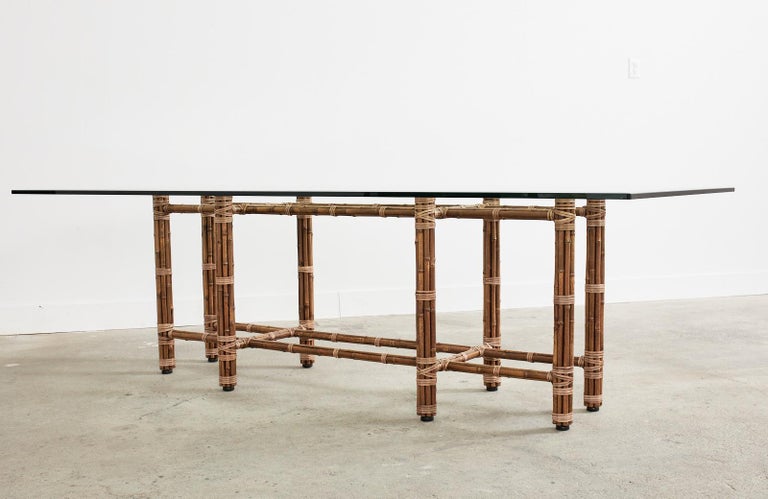 Monumental McGuire Bamboo Rattan Rectangular Dining Table For Sale 4
