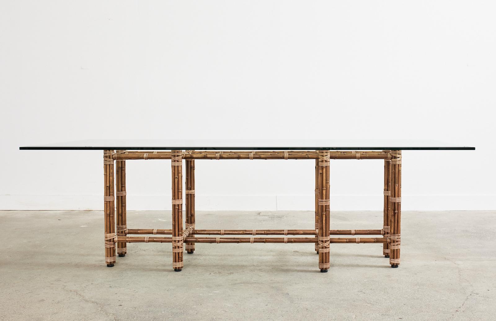 Organic Modern Monumental McGuire Bamboo Rattan Rectangular Dining Table