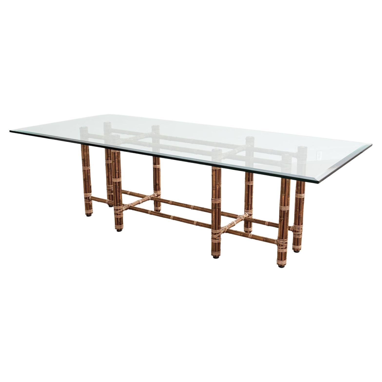 Monumental McGuire Bamboo Rattan Rectangular Dining Table For Sale