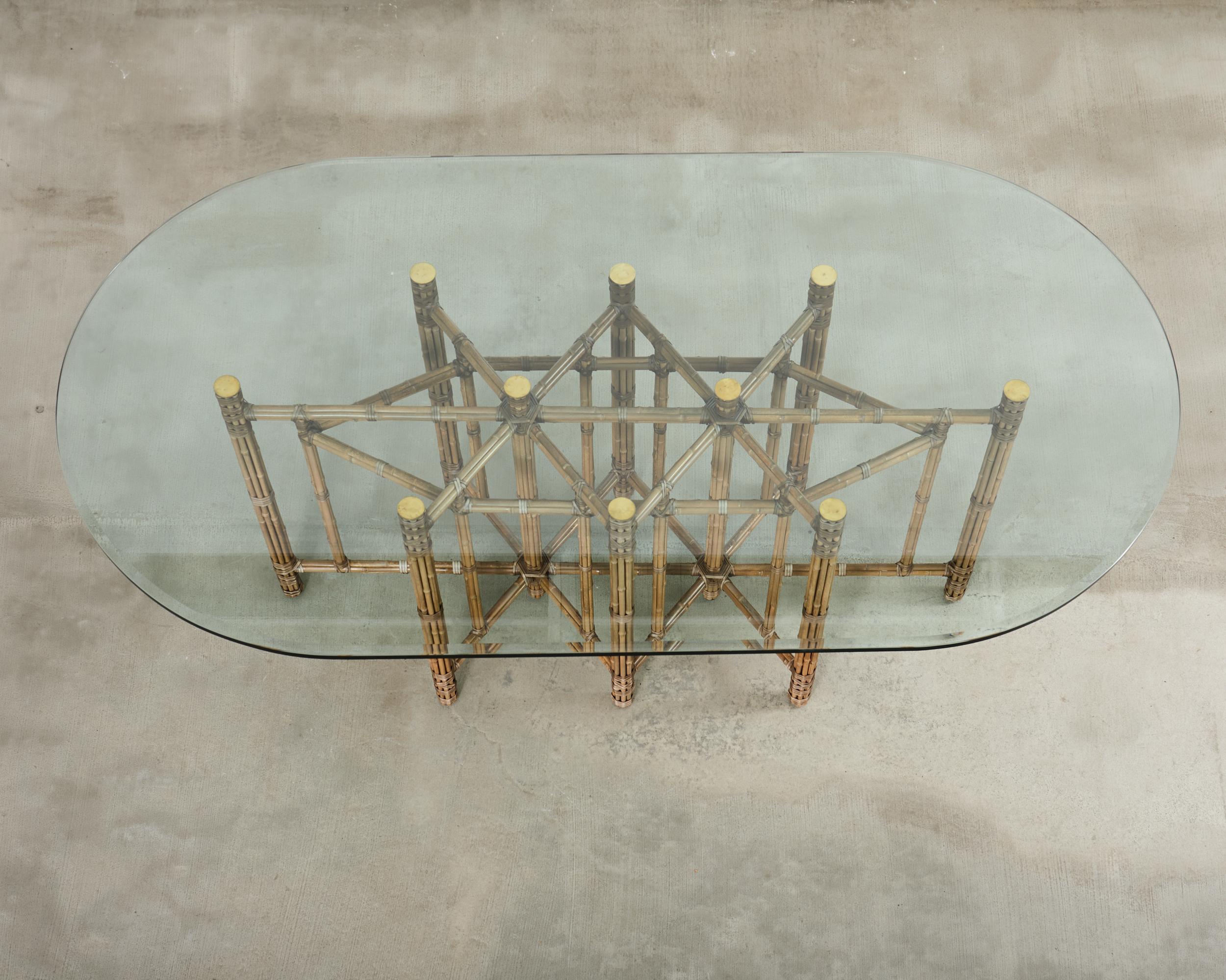 Américain Monumental McGuire Organic Modern Bamboo Oval Dining Table 9 Ft. en vente