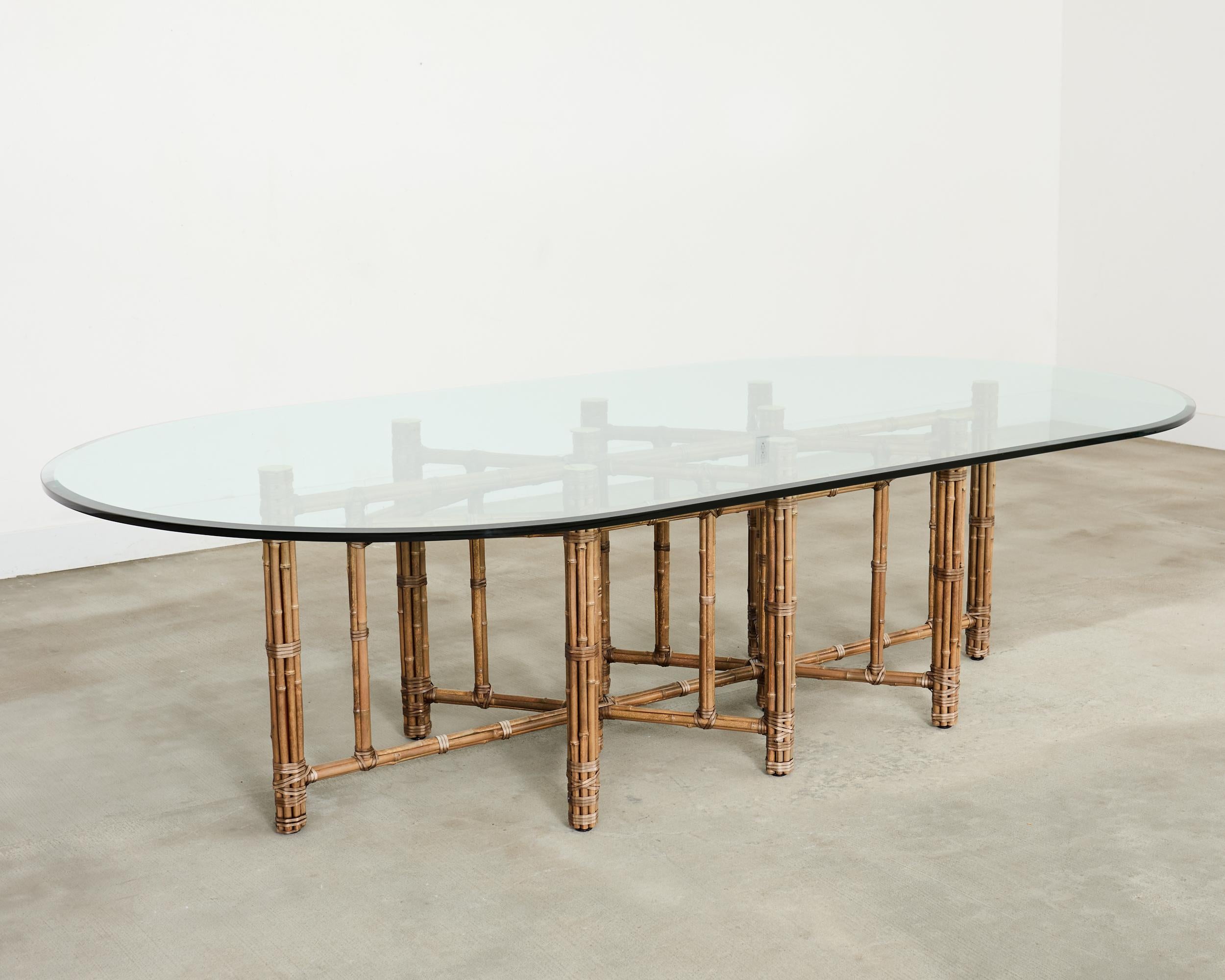 Monumental McGuire Organic Modern Bamboo Oval Dining Table 9 Ft. Bon état - En vente à Rio Vista, CA