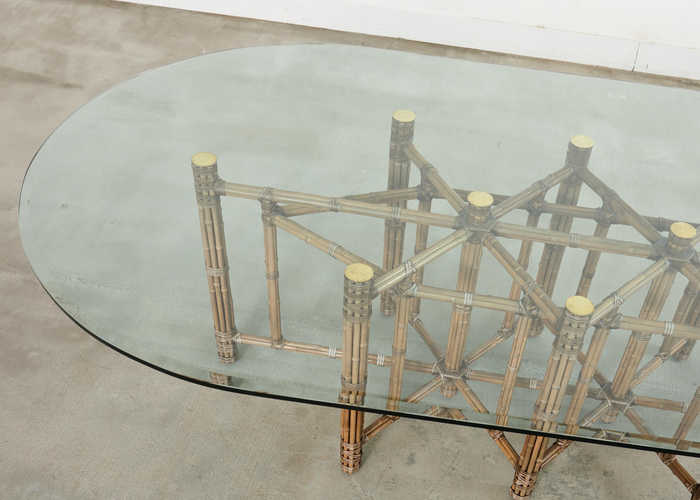 Laiton Monumental McGuire Organic Modern Bamboo Oval Dining Table 9 Ft. en vente