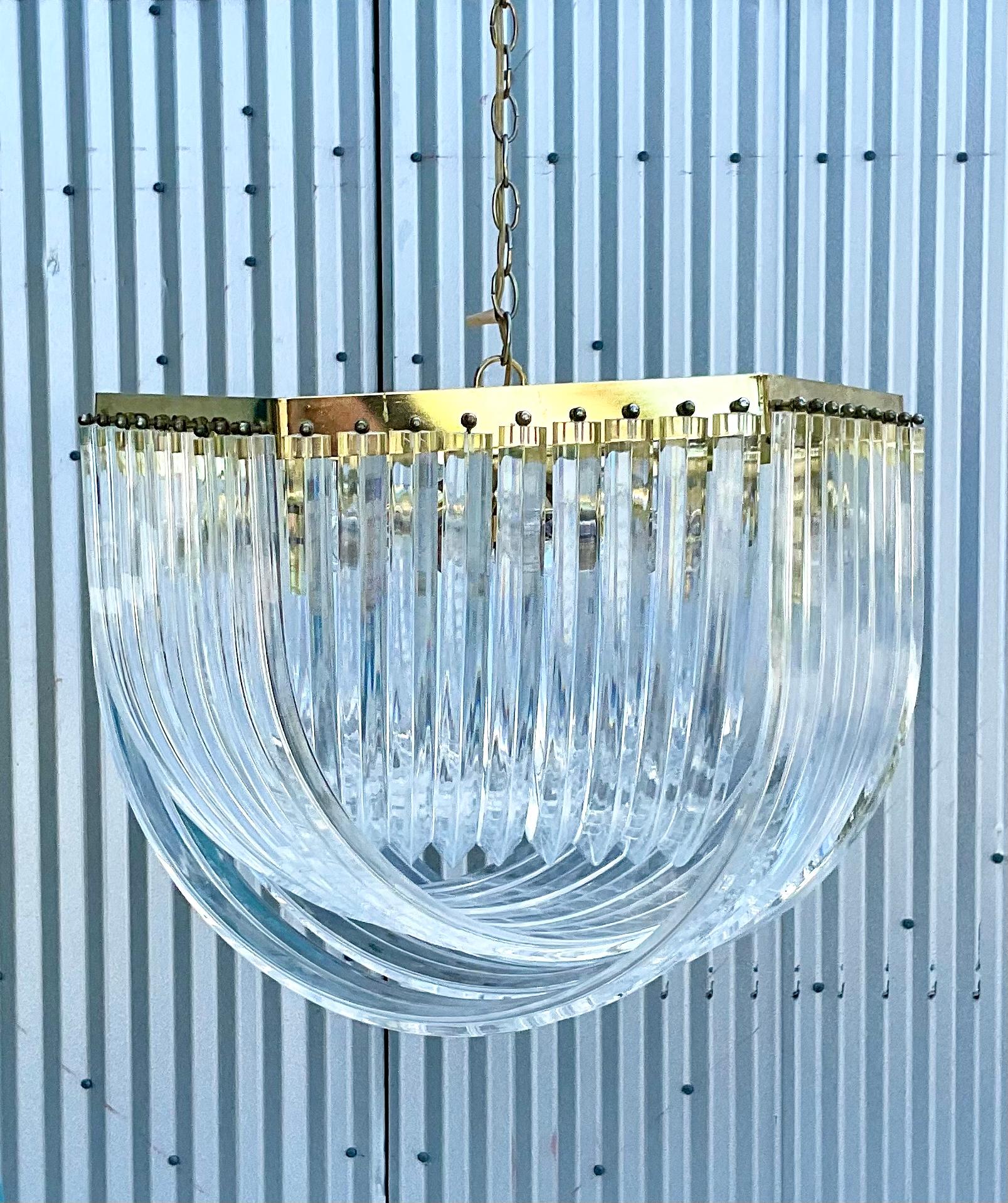 Monumental MCM Lucite Ribbon Chandelier In Good Condition In West Palm Beach, FL
