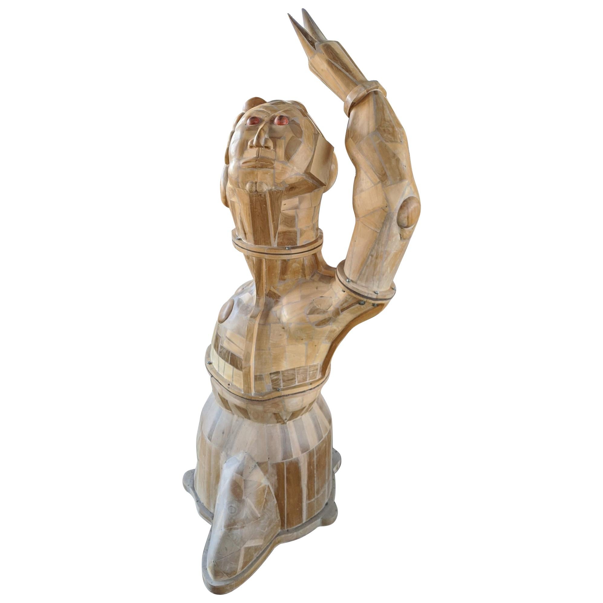 Monumental Mechanical Wood Angel Art Sculpture Statue by Jay Bolotin For Sale