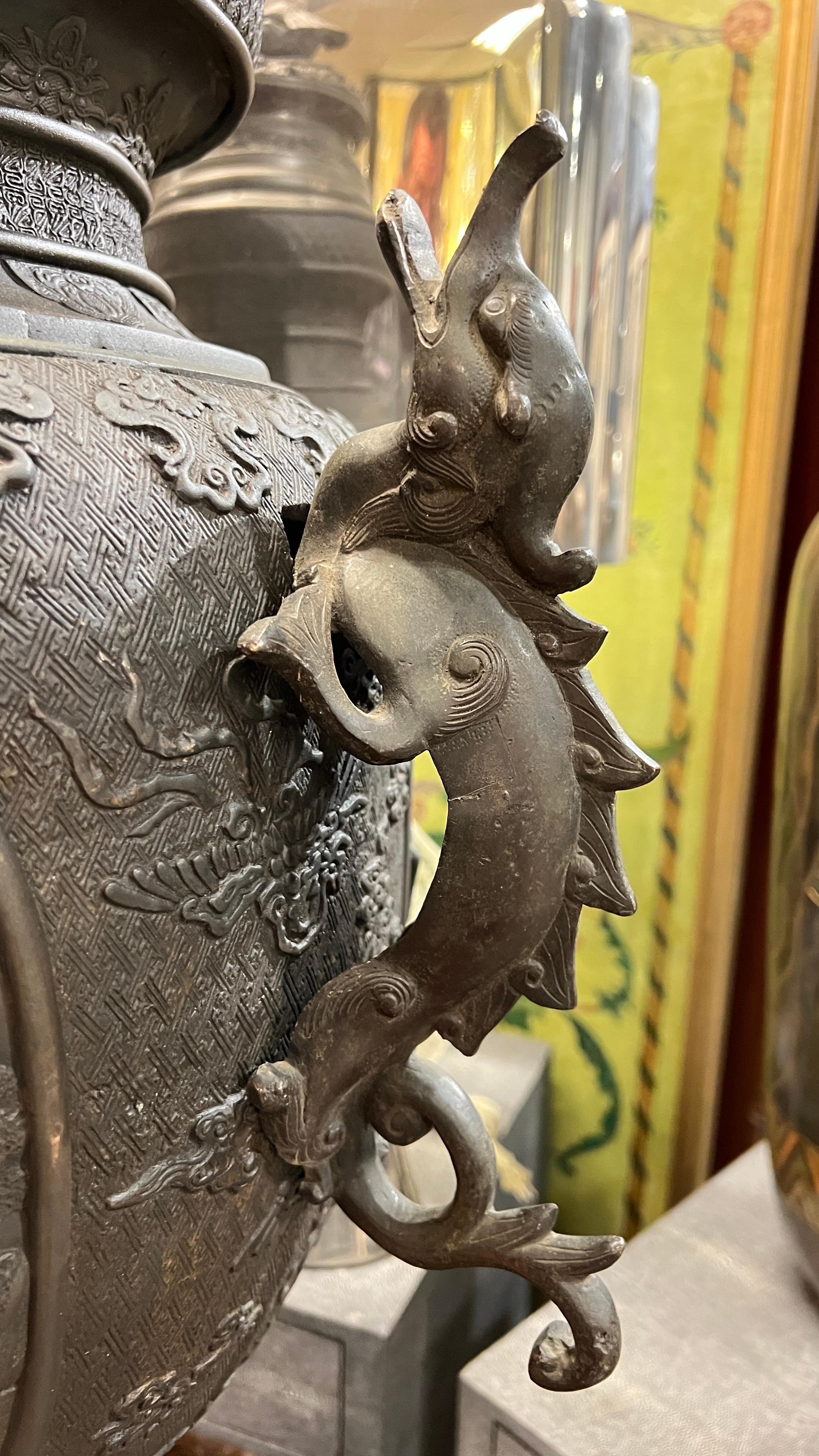 Monumental Meiji Japanese Bronze Koro / Censer 2
