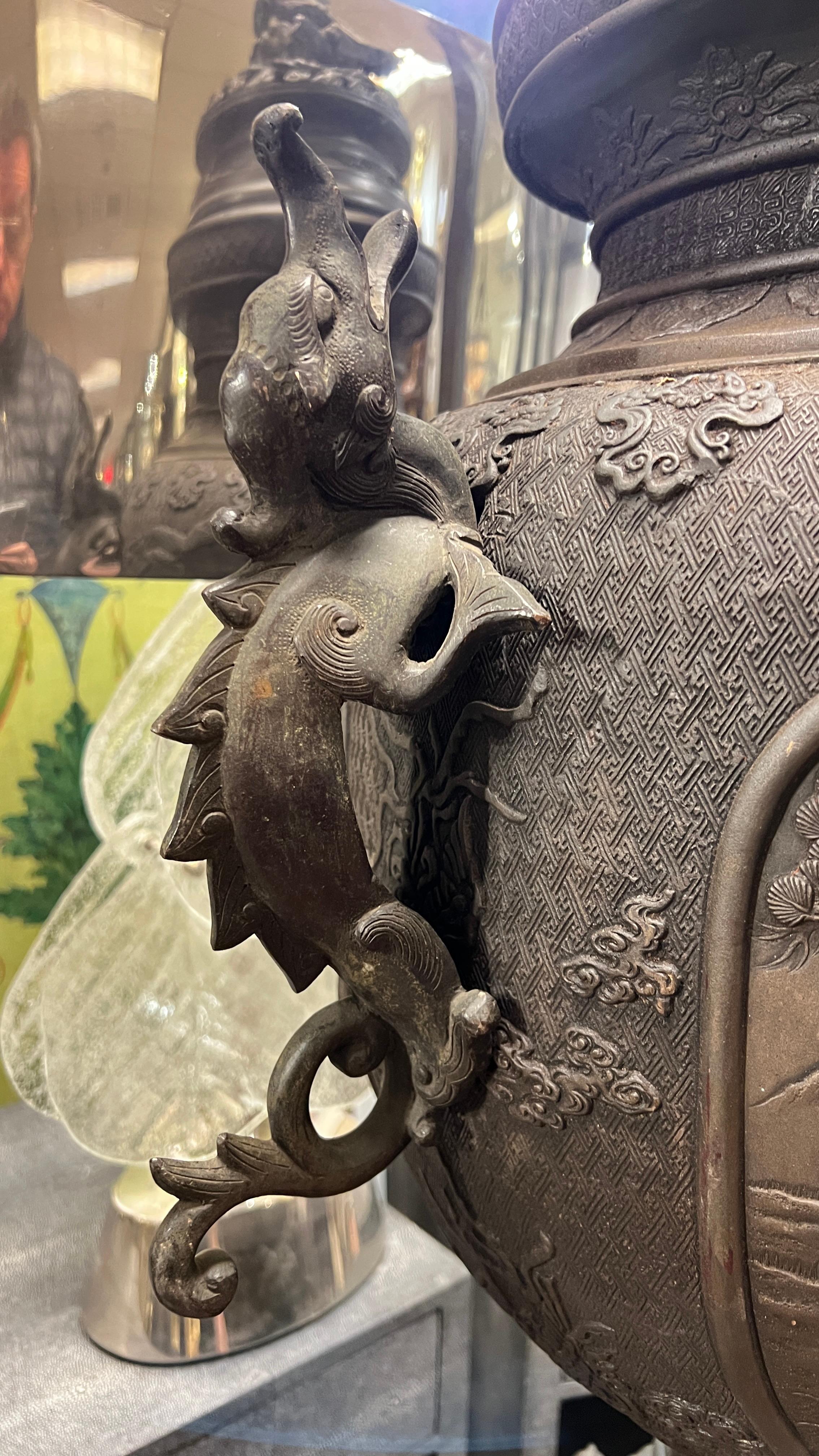 Monumental Meiji Japanese Bronze Koro / Censer 3