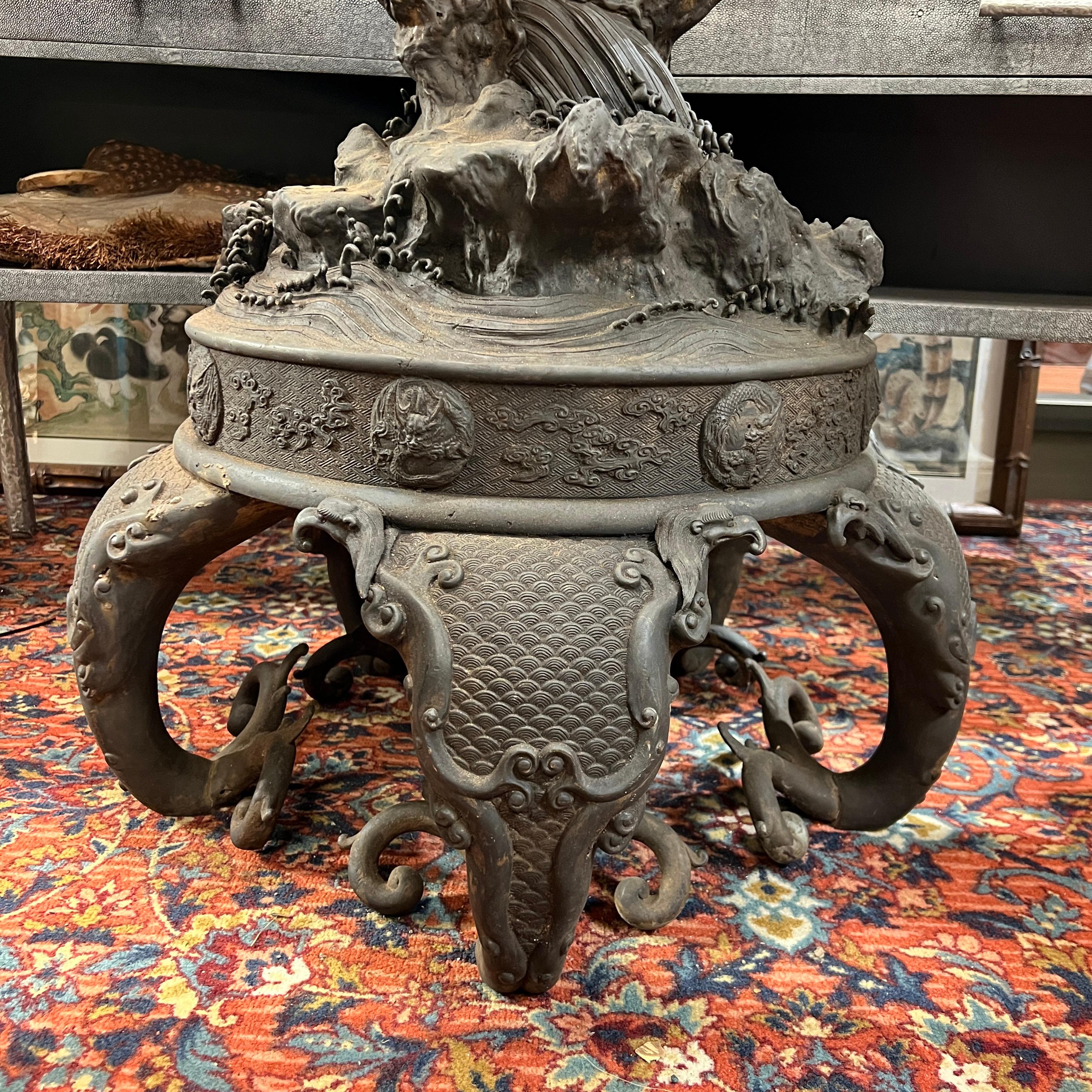 Monumental Meiji Japanese Bronze Koro / Censer 4