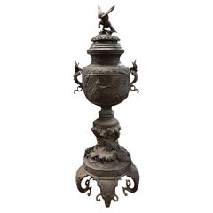 Monumental Meiji Japanese Bronze Koro / Censer
