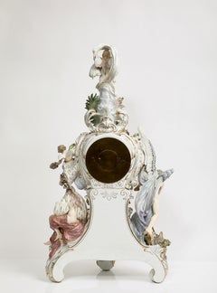Monumental Meissen Porcelain Figural Mantel Clock, Modeled by Paul Helmig