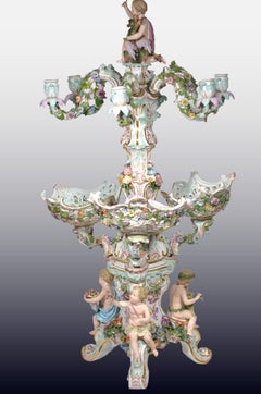 Monumental Meissen Porcelain Four Elements Centerpiece/Candelabra