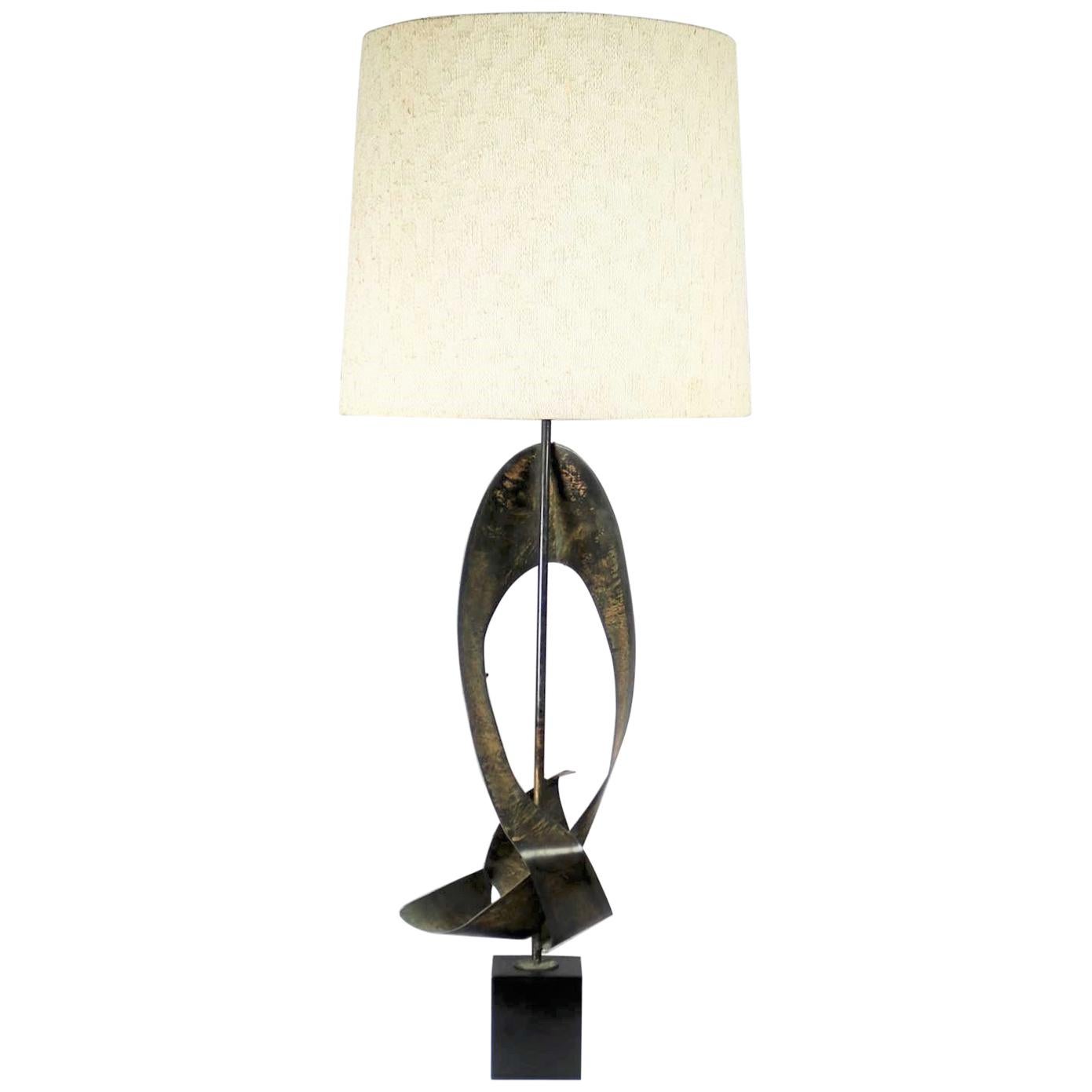 Monumental Laurel Lamp Co. Metal Brutalist Table Lamp