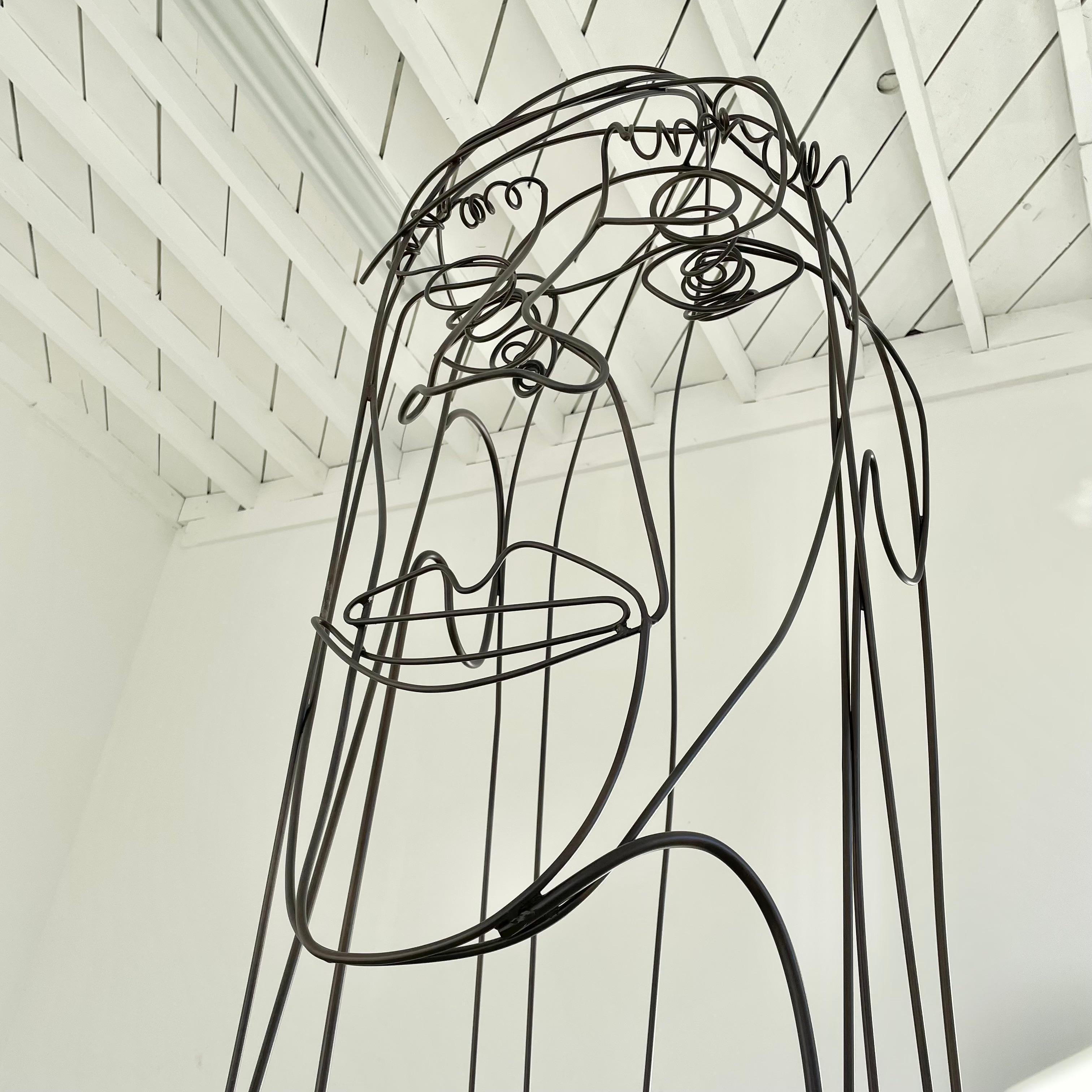 Monumental Metal Wire Face Sculpture For Sale 6