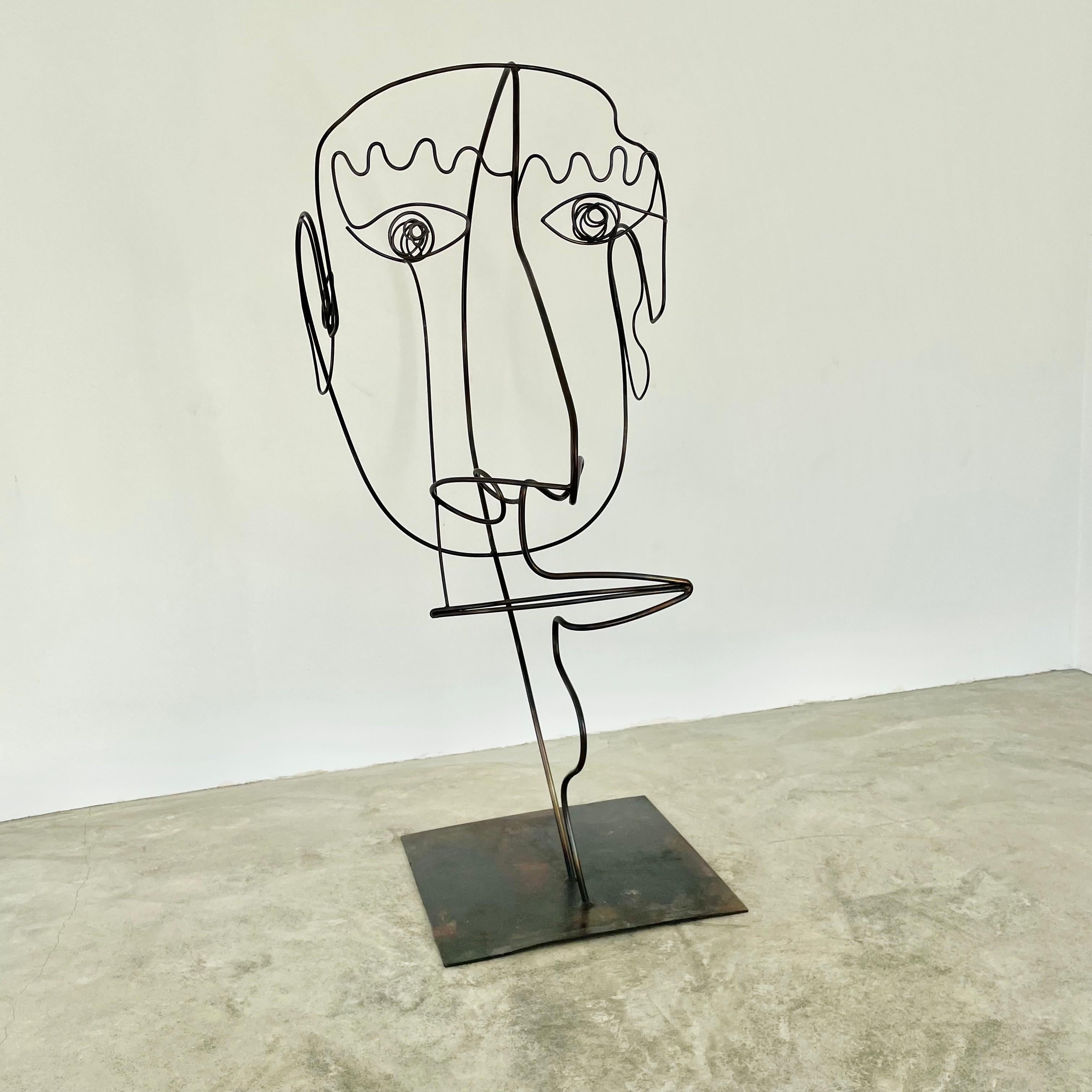 Monumental Metal Wire Face Sculpture For Sale 5