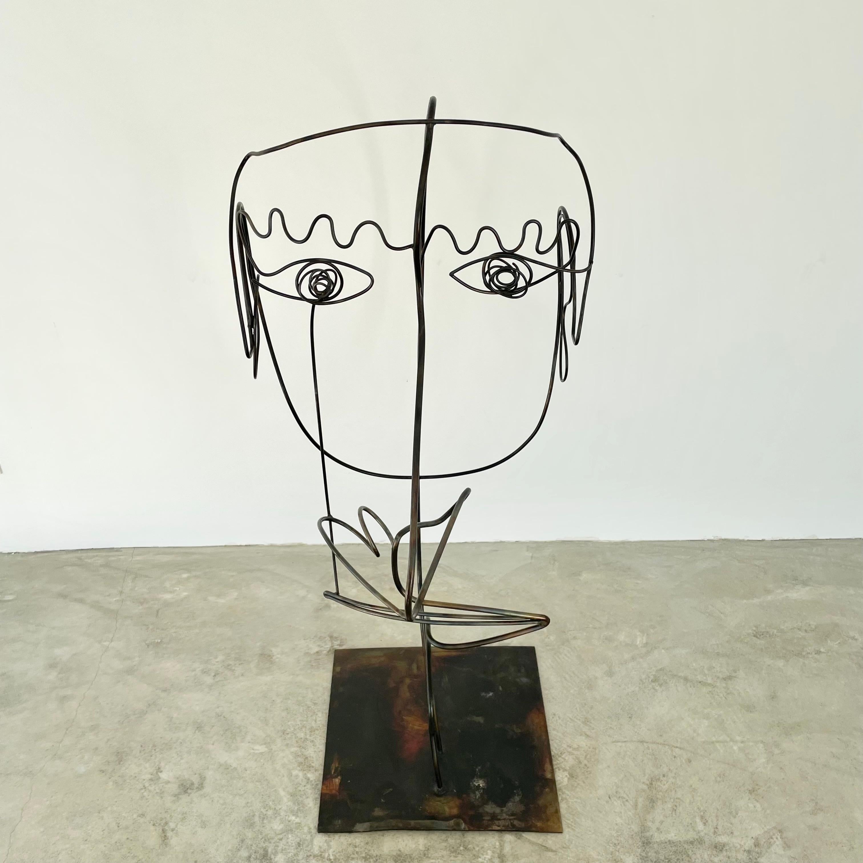 Monumental Metal Wire Face Sculpture For Sale 7