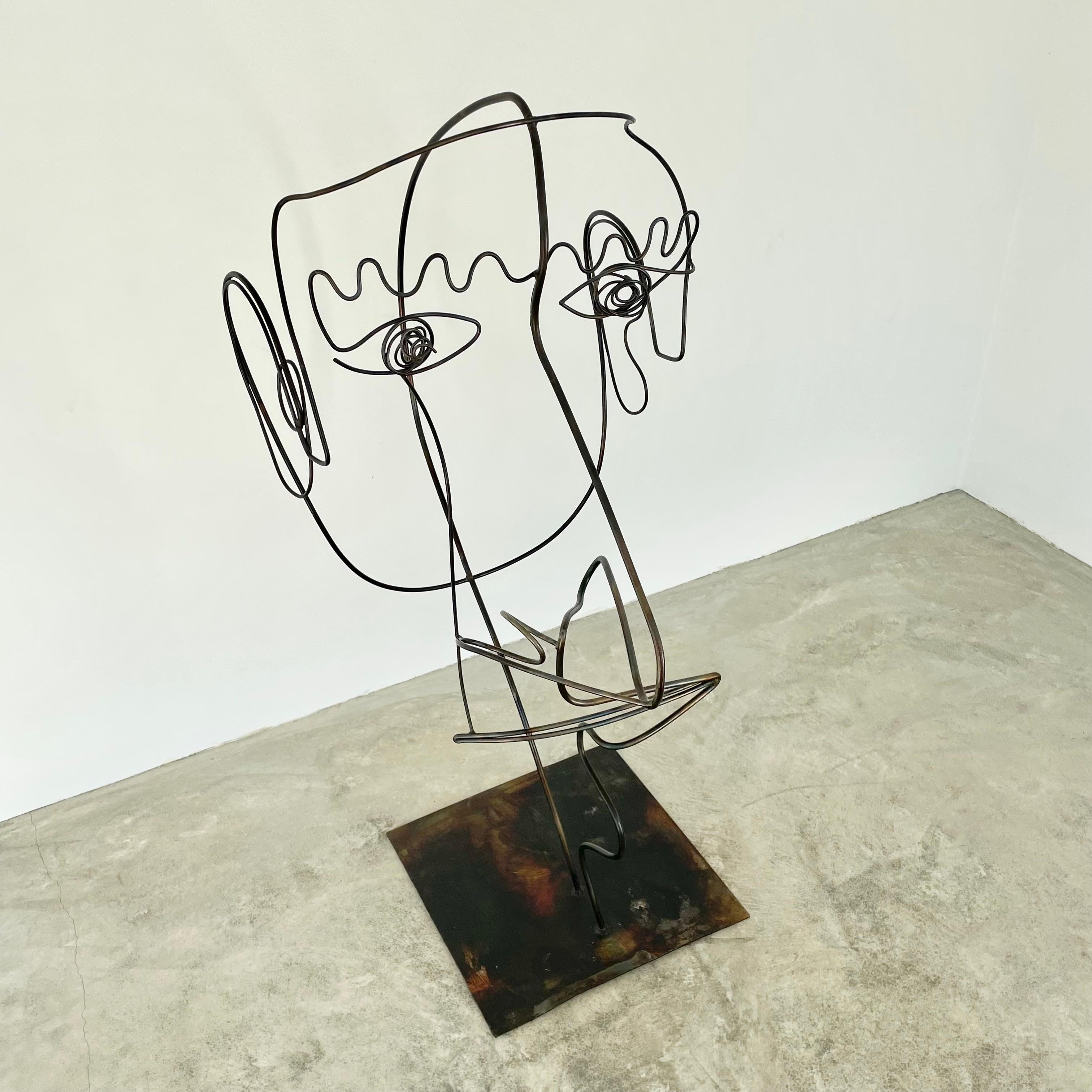 Monumental Metal Wire Face Sculpture For Sale 8