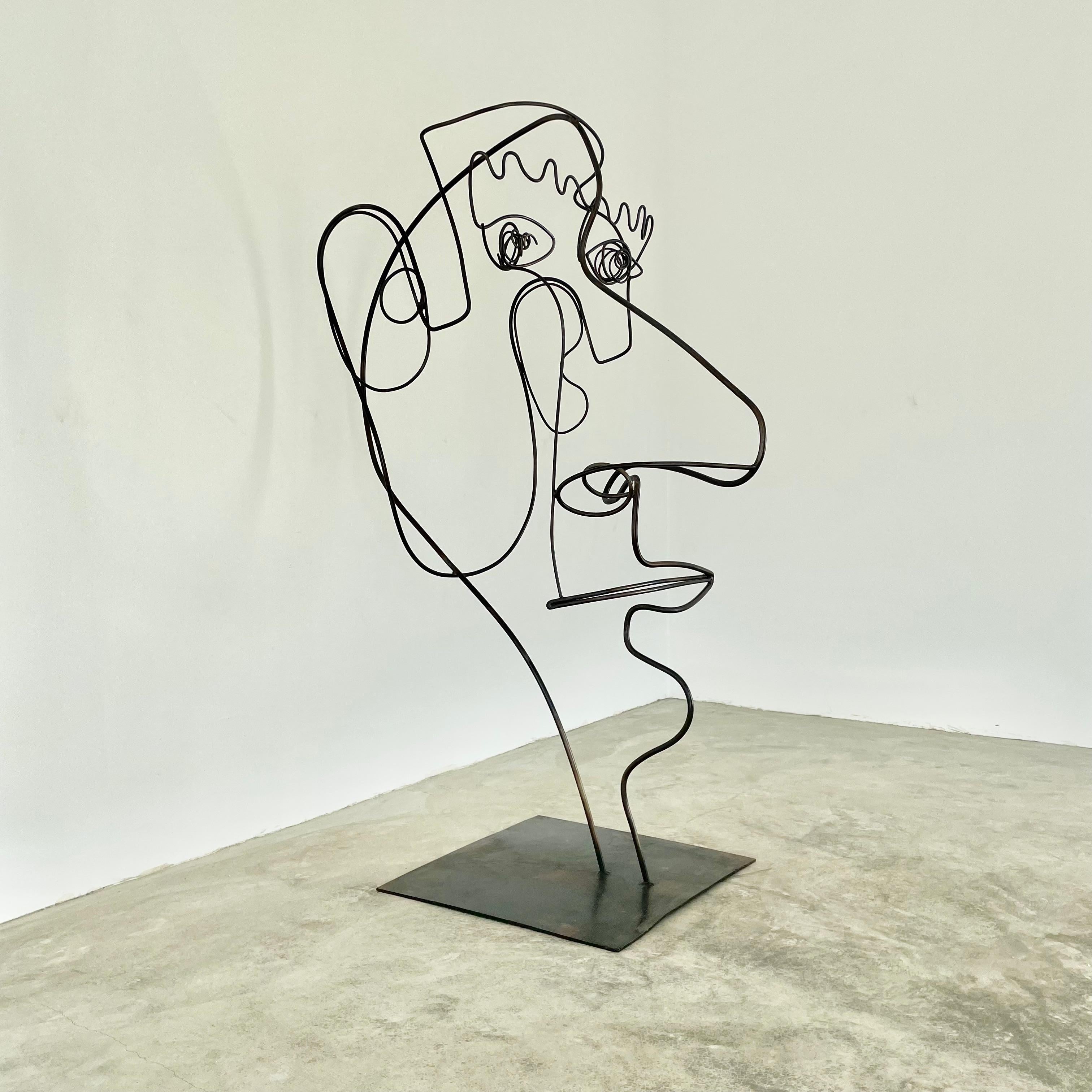 Monumental Metal Wire Face Sculpture For Sale 10