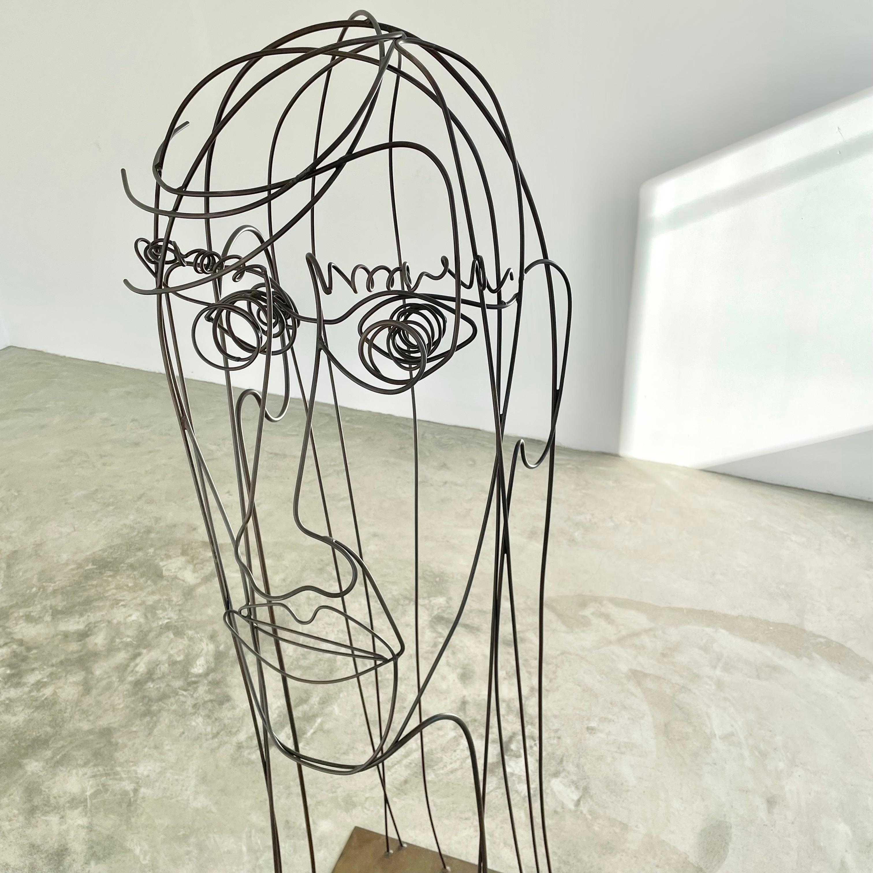 Monumental Metal Wire Face Sculpture For Sale 2