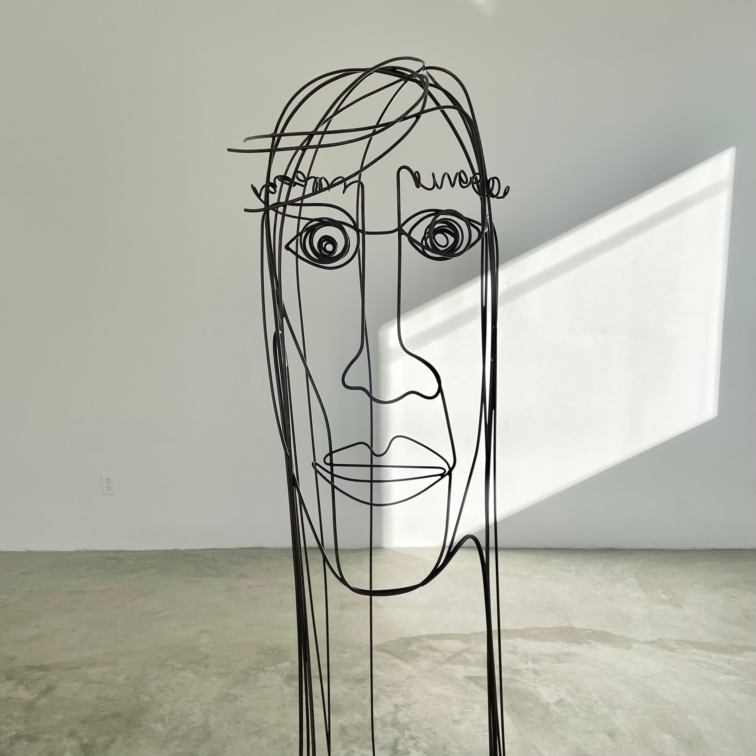 Monumental Metal Wire Face Sculpture For Sale 3