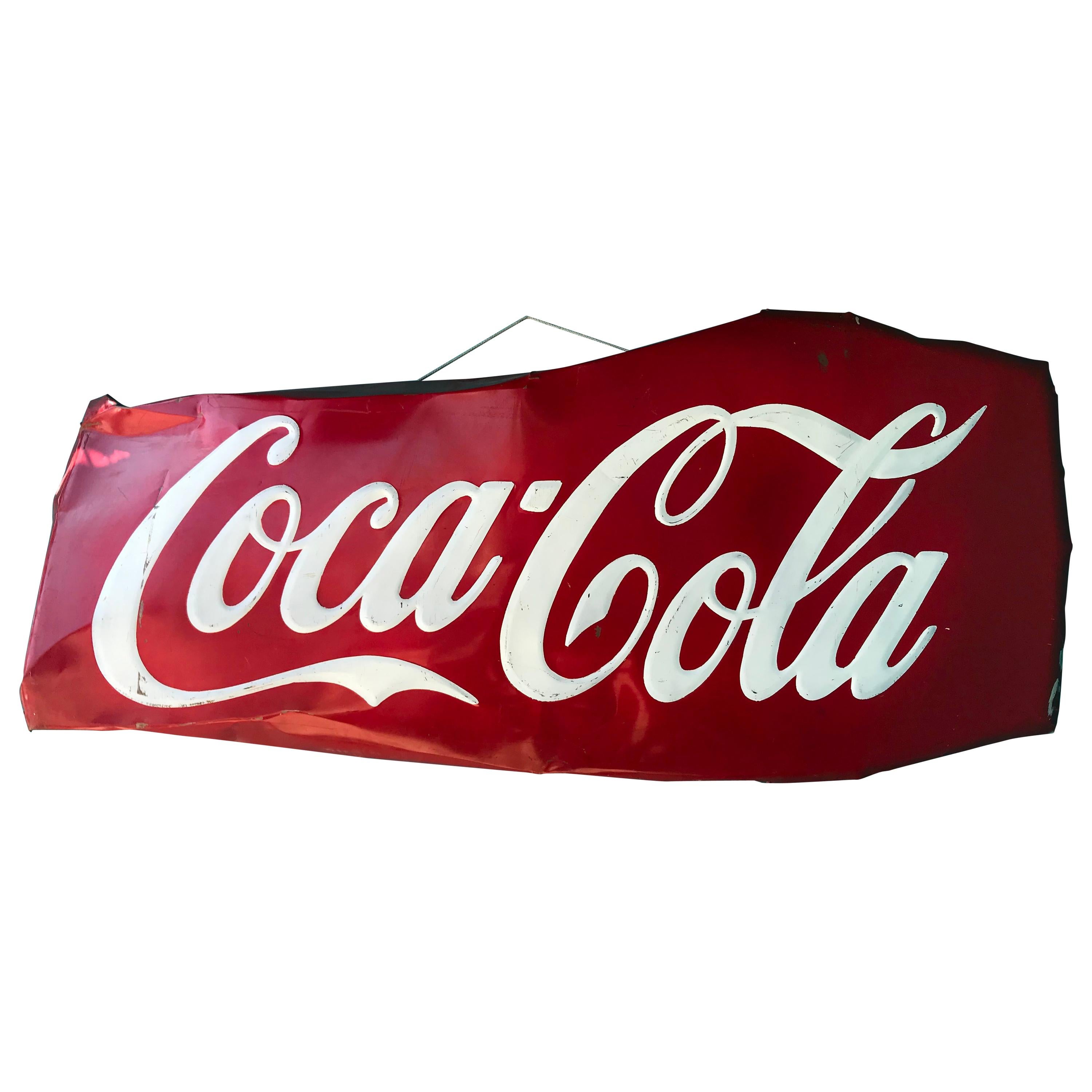 Monumental 7ft Mexican Coca Cola Advertising Porcelain Sign, 1960s