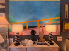 Monumental Michael Decain Abstract Landscape Painting, Hockney Style