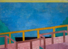 Monumental Michael Decain Abstract Landscape Painting, Hockney Style