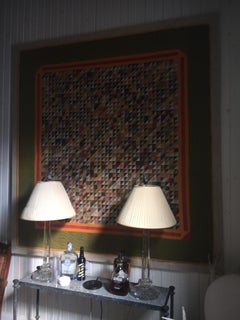 Monumental Micro Triangular Cut Feed Sack Folk Art Quilt Mounted on Canvas