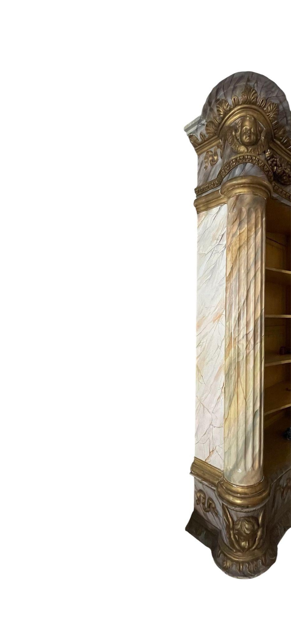 Monumentale bibliothèque française peinte et dorée du milieu du 19e siècle en vente 4