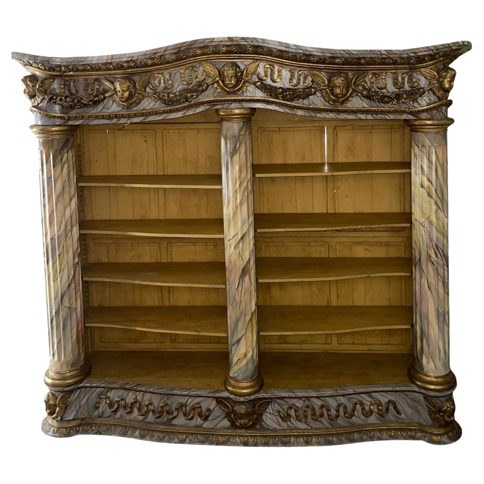 Monumental Mid-19th Century French Painted and Gilded Bibliothèque / Bookcase