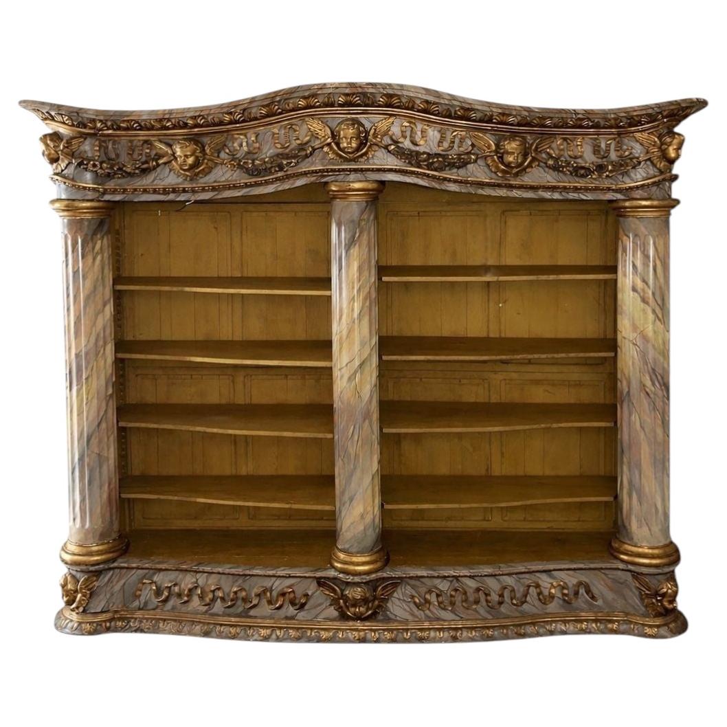 Monumental Mid-19th Century French Painted and Gilded Bibliothèque / Bookcase For Sale