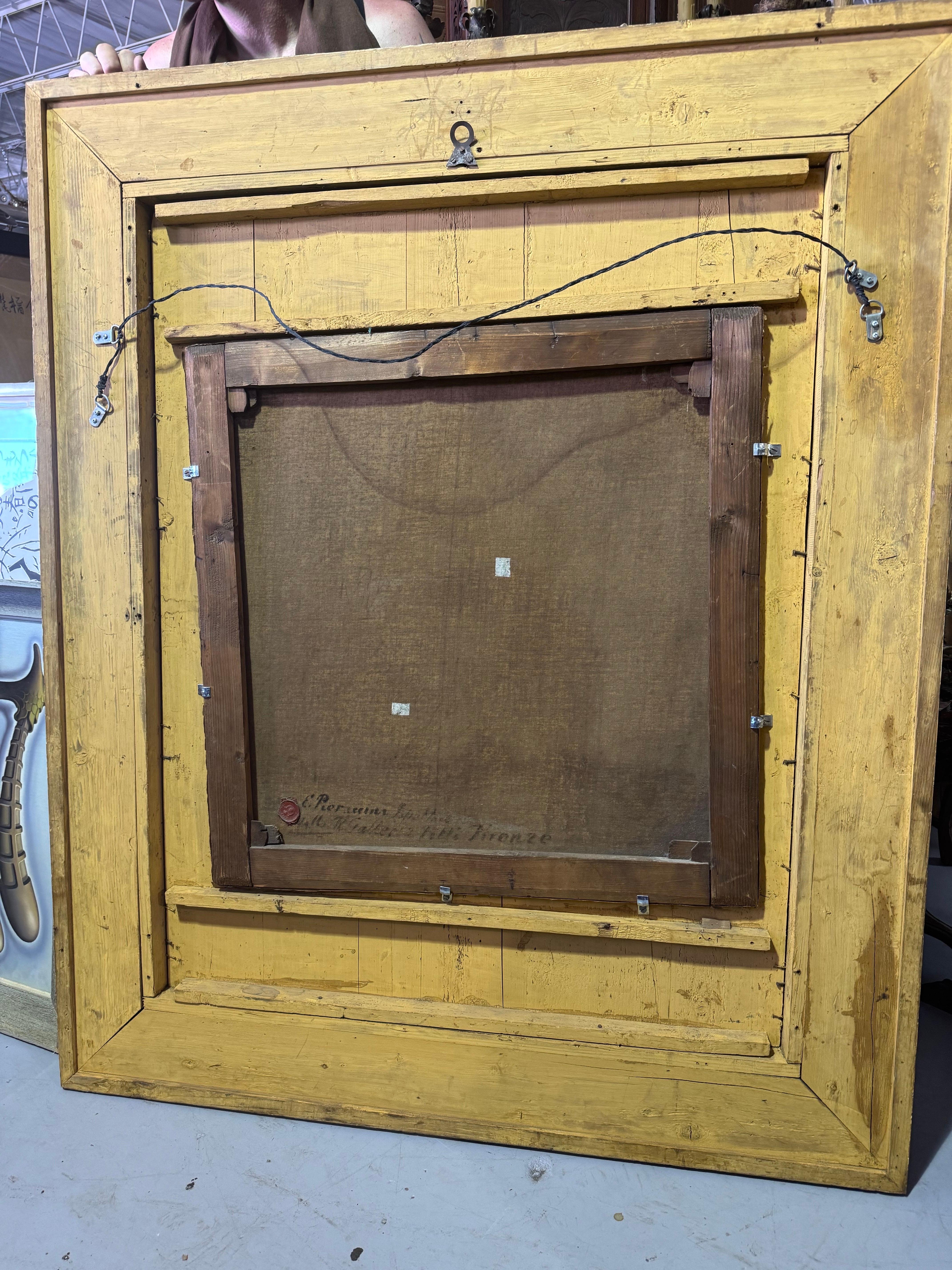 19th Century Monumental Mid-19thC Carved and Gilded Frame with Madonna Della Seggiola Replica For Sale