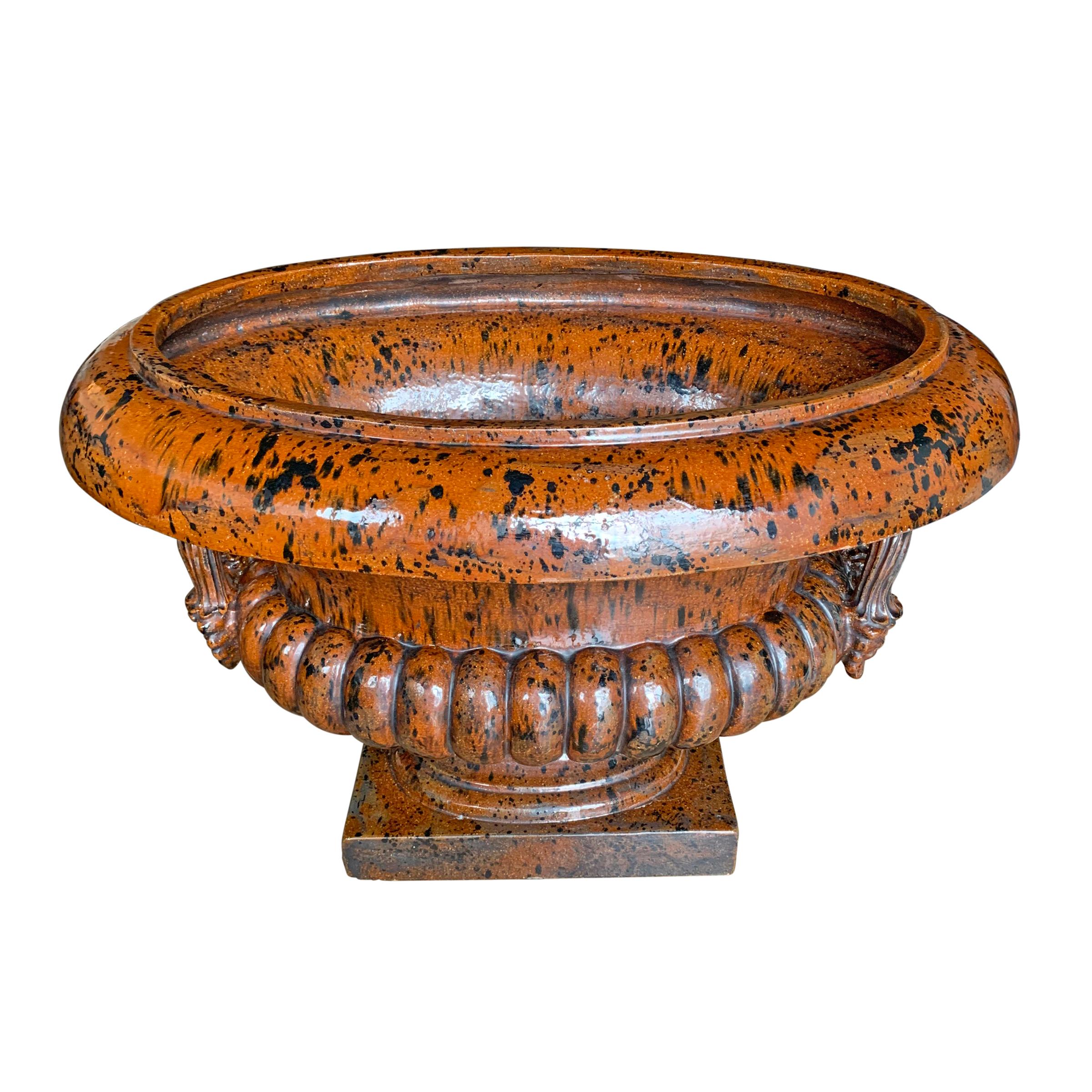 Glazed Monumental Mid-20th Century Italian Ceramic Urn For Sale