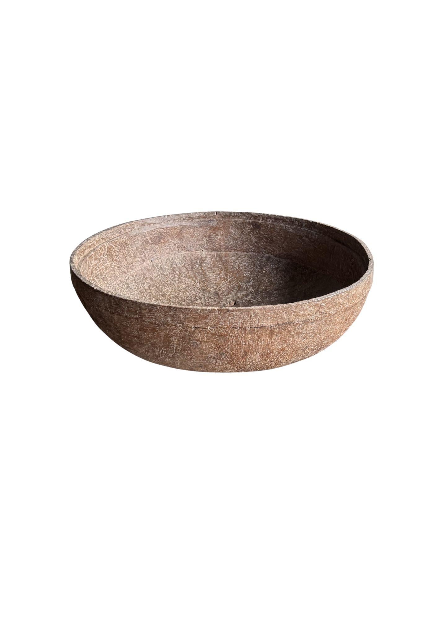 Monumental cuenco de madera de burl de teca de mediados del siglo XX, orgánico moderno en venta 5