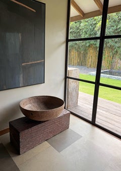 Monumental Mid-20th Century Teak Burl Wood Bowl, Modern Organic