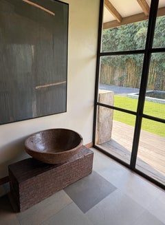 Monumental bol en bois de ronce de teck du milieu du 20e siècle, moderne et organique