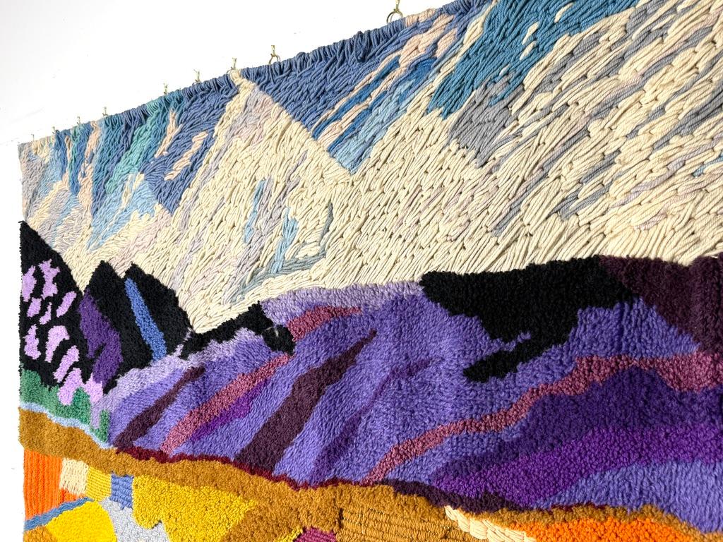Monumental Mid Century Abstract Modern Color Block Landscape Fiber Art Tapestry For Sale 2