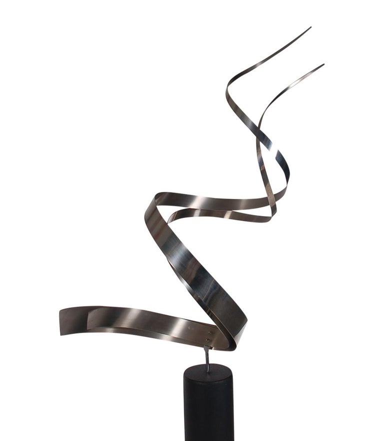 Monumental Mid Century Abstract Modern Stainless Floor Sculpture by