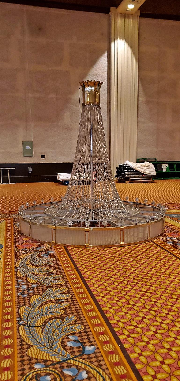 Cast Monumental Midcentury Art Deco Style Ballroom Chandelier with Provenance For Sale